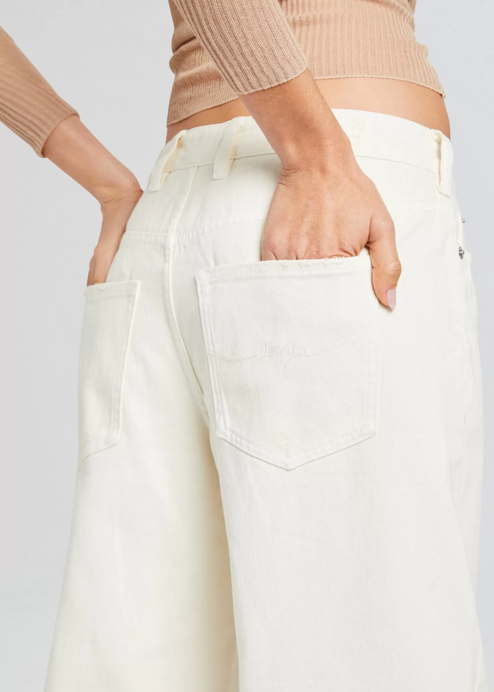 Bottoms*Retrofete Margot Cuffed Boyfriend Jean Off White