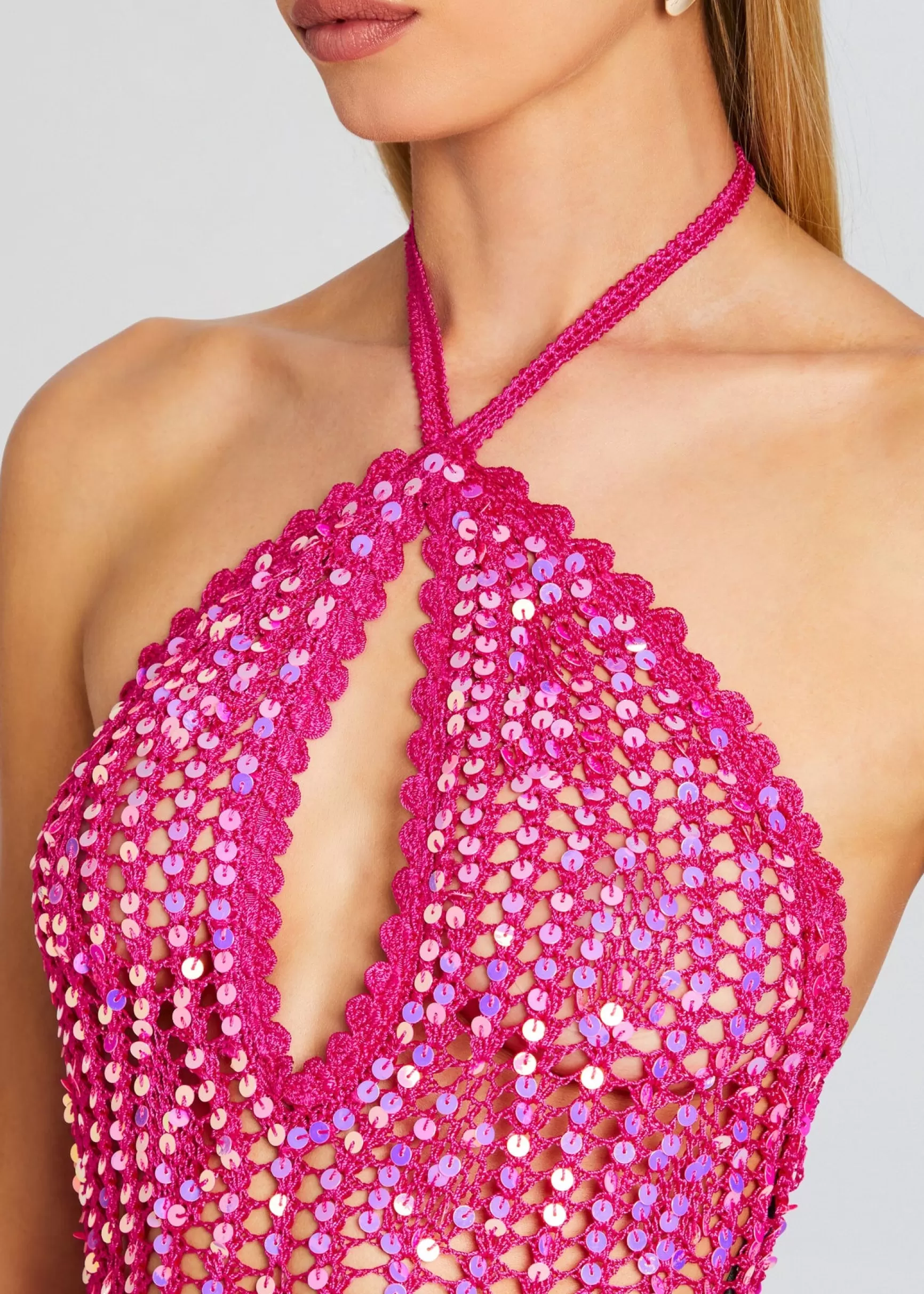 Maxi*Retrofete Massie Sequin Crochet Dress Paradise Pink