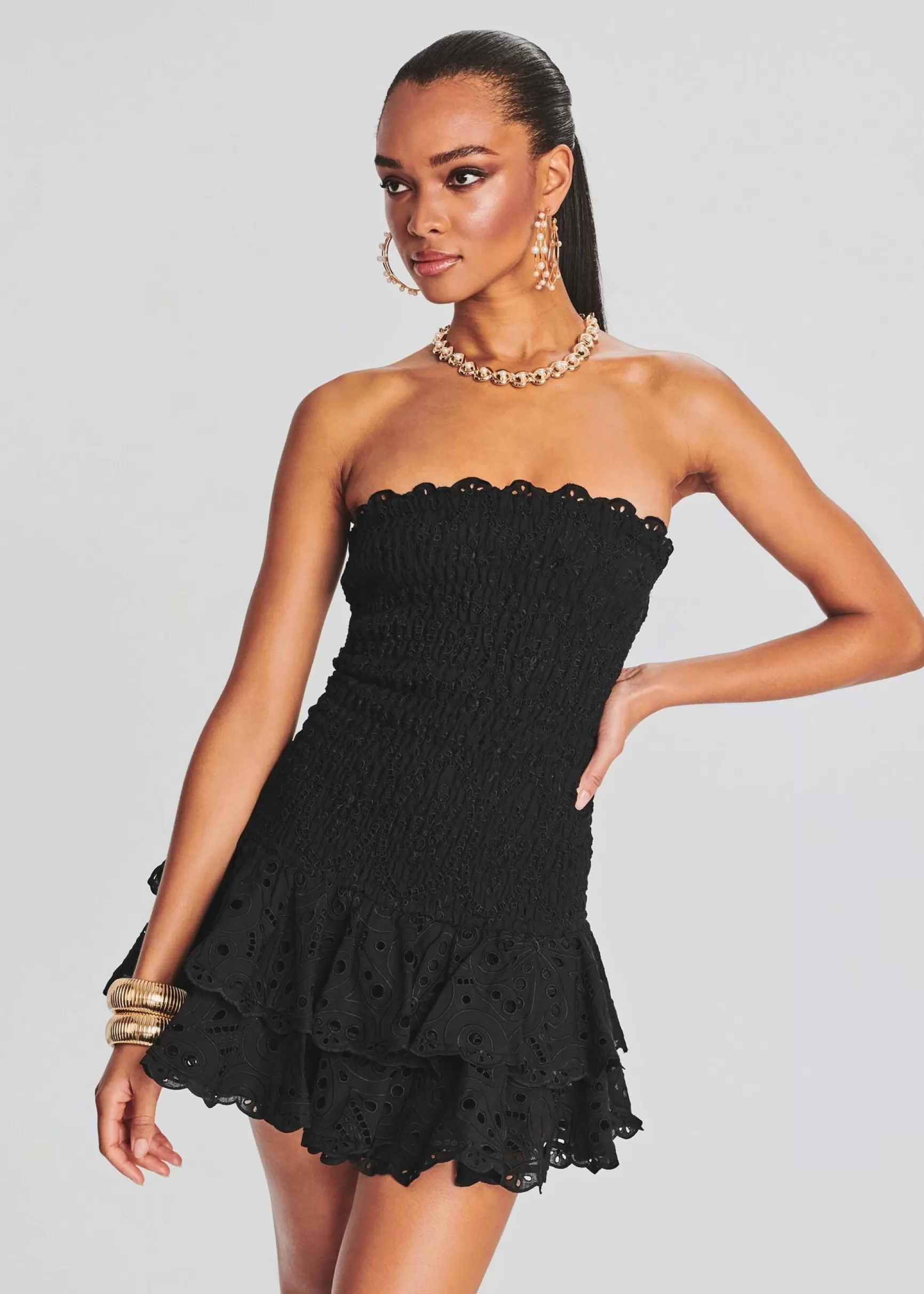 Tropical Hues*Retrofete Megan Short Dress Black Fruition