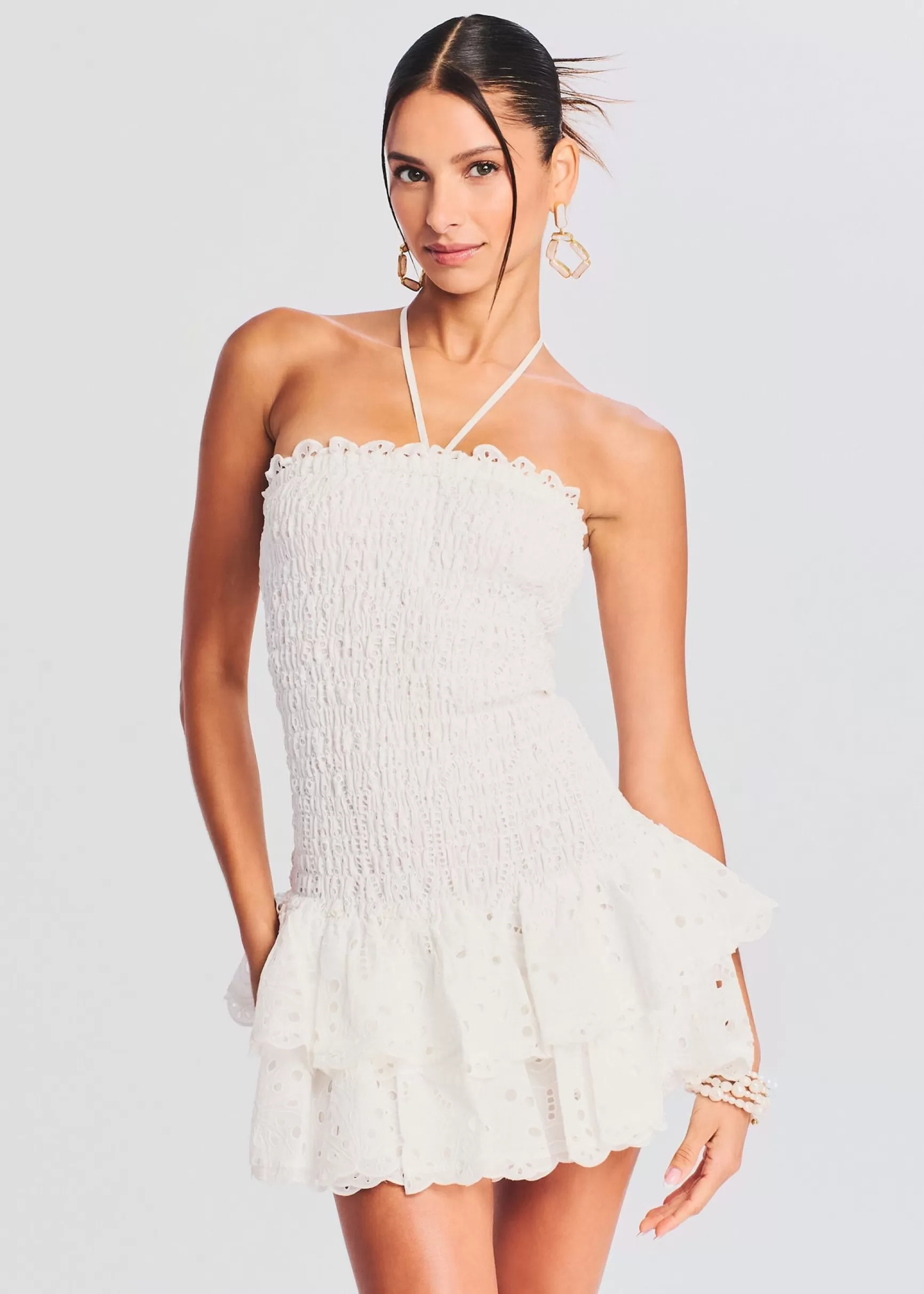 Bridal Shower*Retrofete Megan Short Dress White Fruition