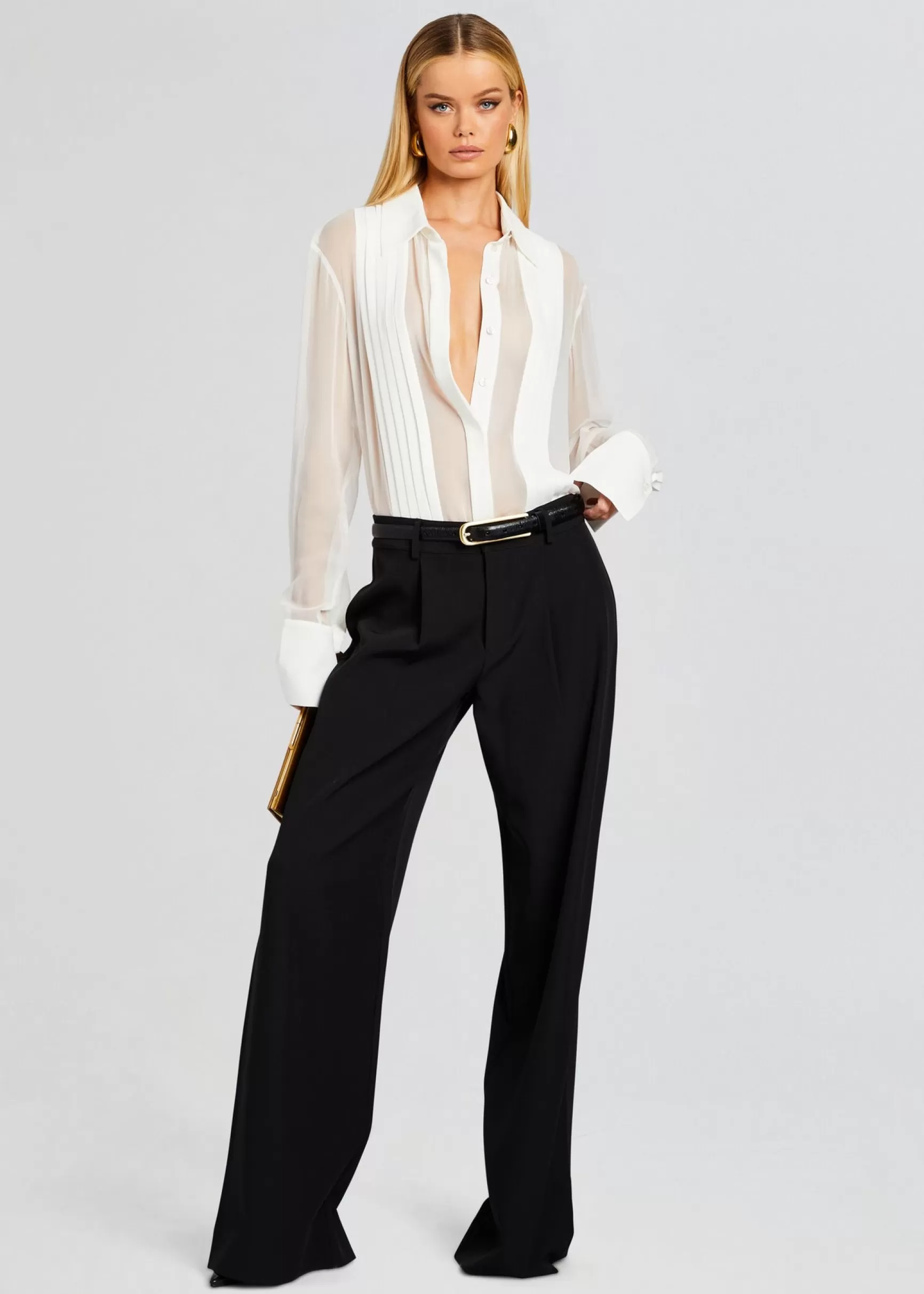 Tops*Retrofete Meghan Panelled Silk Blouse White