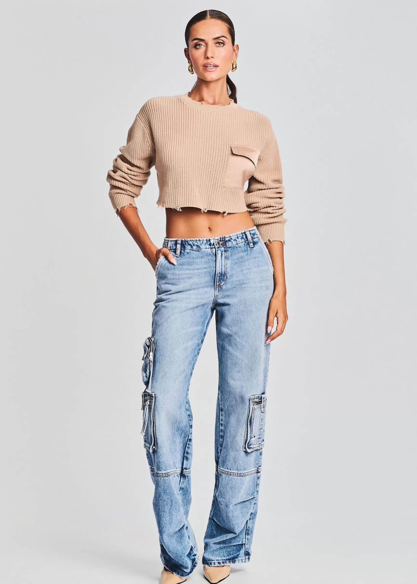Neutral Moments*Retrofete Mid Cropped Devin Sweater Tan