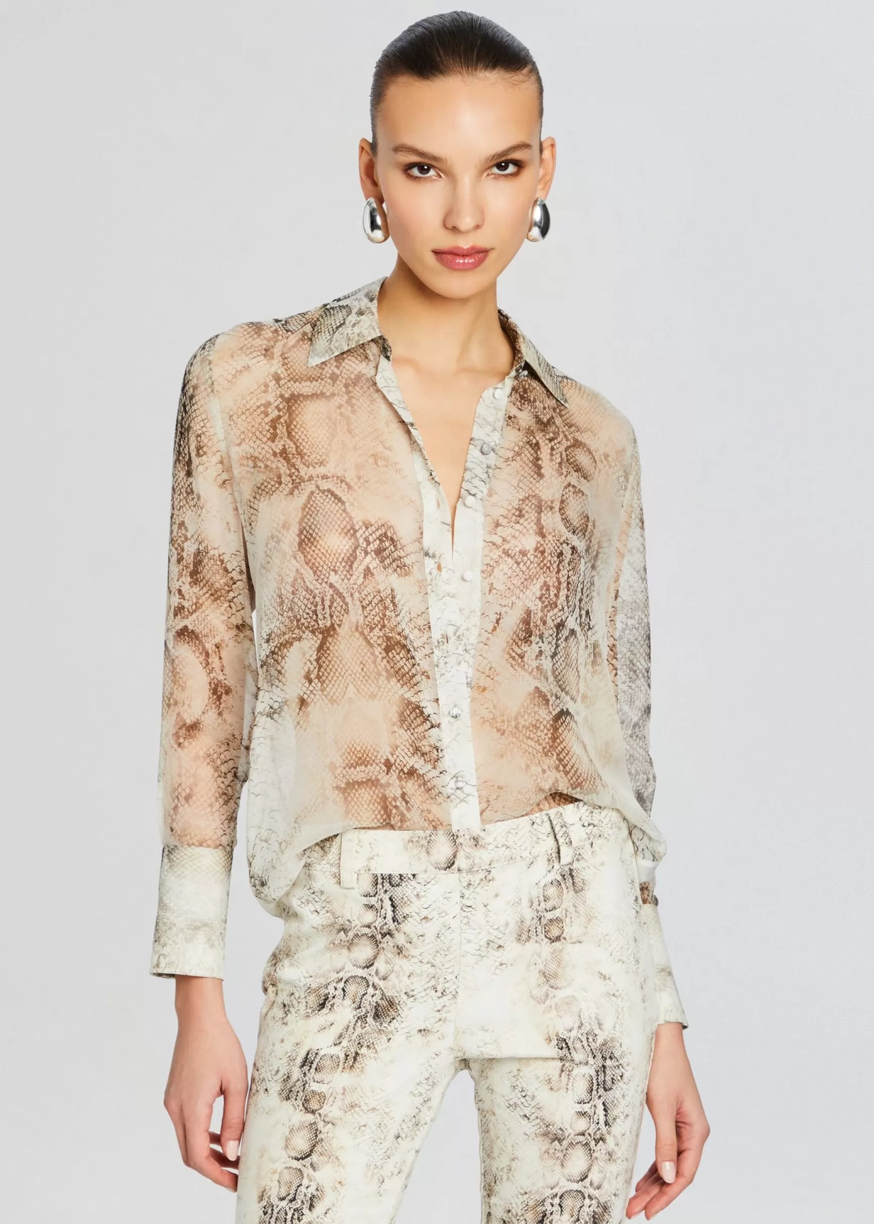 Business Chic*Retrofete Milena Silk Blouse Vintage Snake