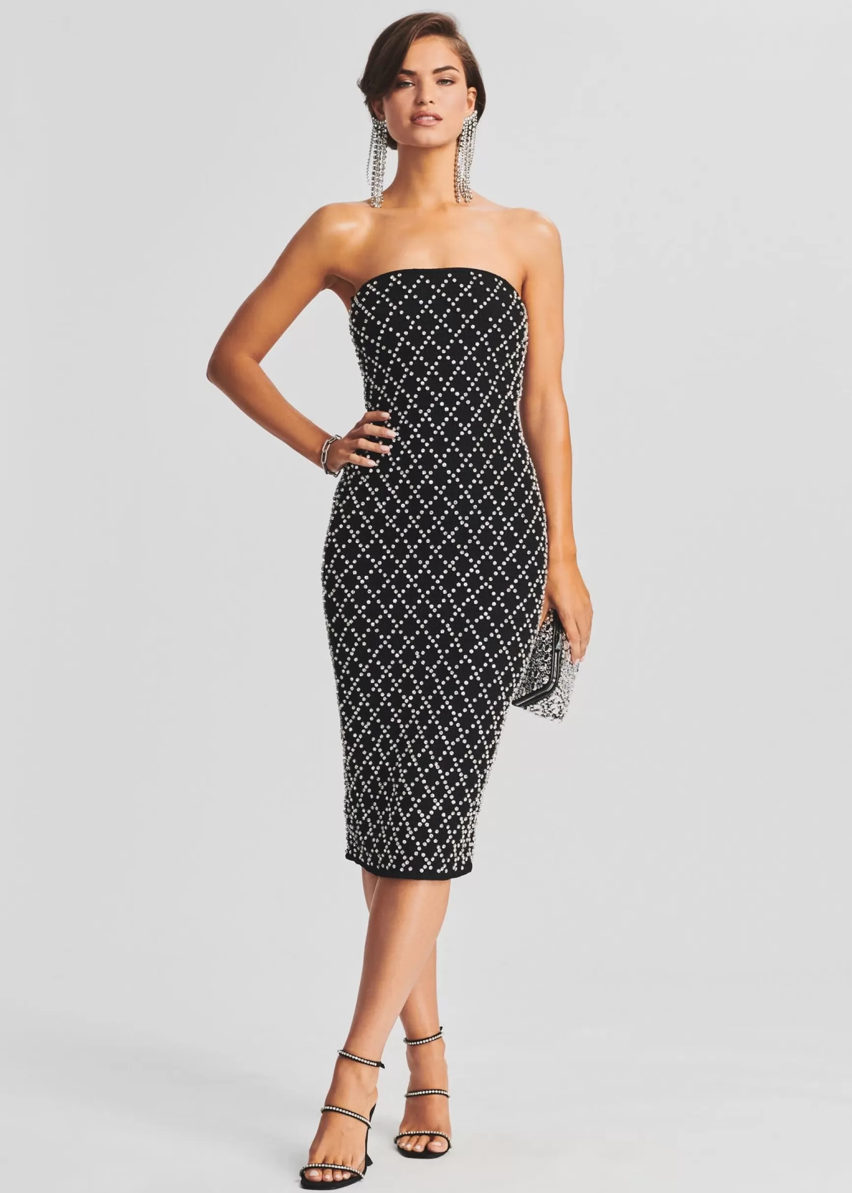 RETROFÊTE*Retrofete Minetta Embellished Chiffon Dress Black