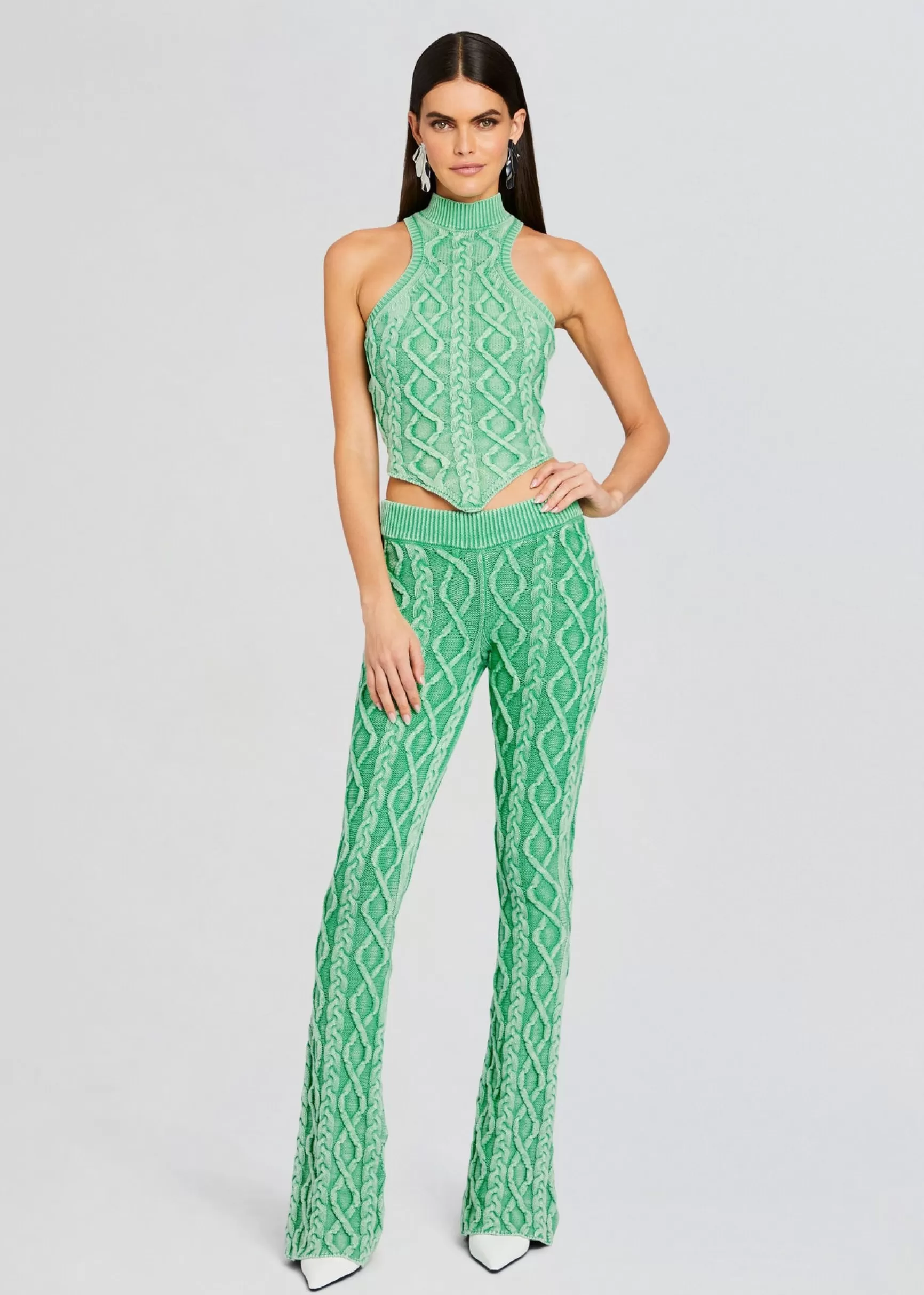 Spring Knits*Retrofete Mollie Cable Knit Top Pistachio