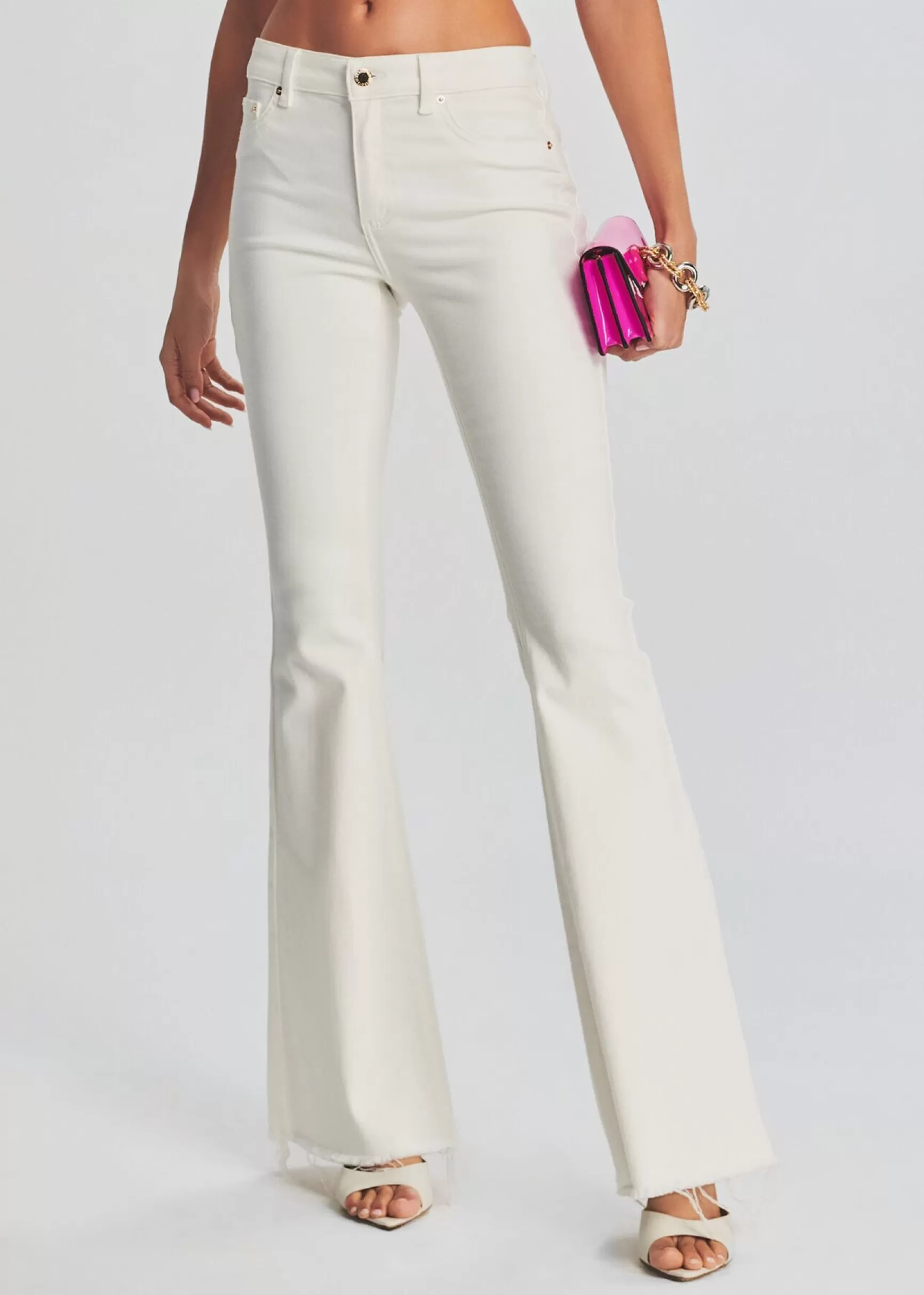 Bottoms*Retrofete Moore Mid Rise Flare Jean Washed White