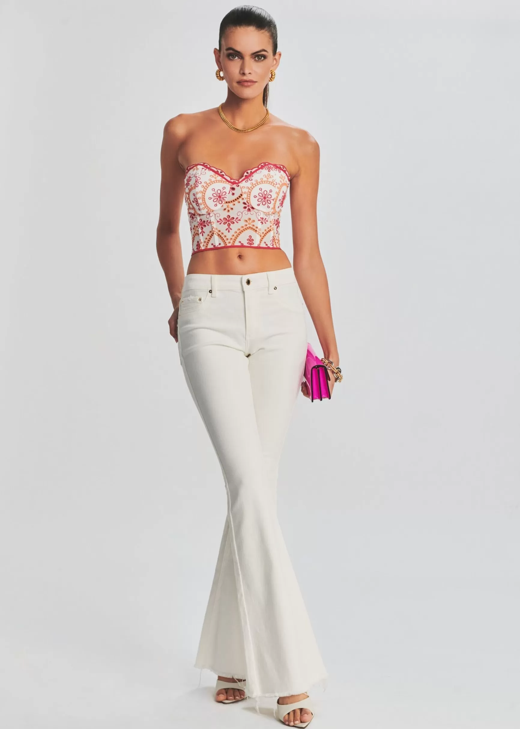 Bottoms*Retrofete Moore Mid Rise Flare Jean Washed White