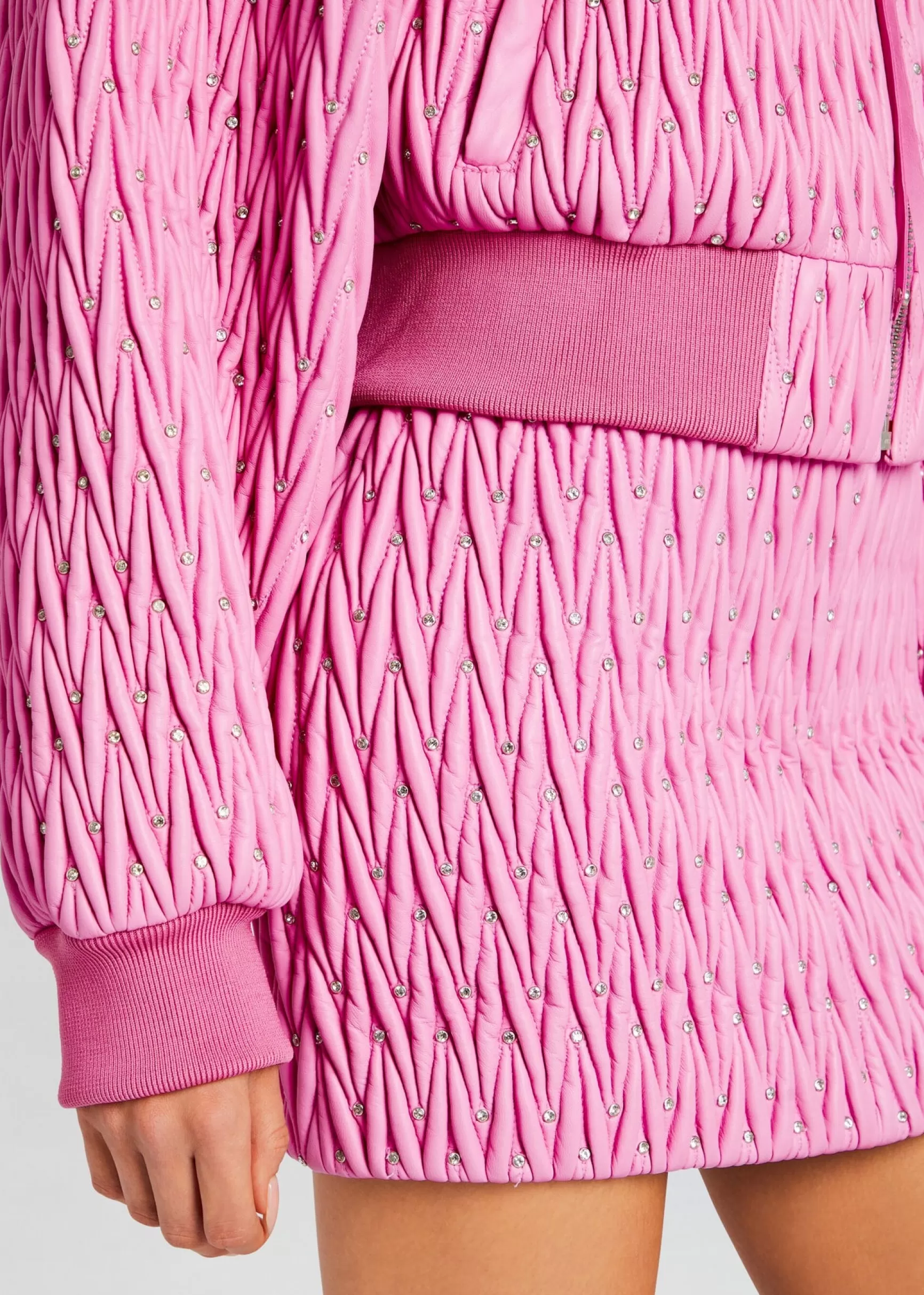Night Out*Retrofete Morgana Embellished Leather Jacket Begonia Pink