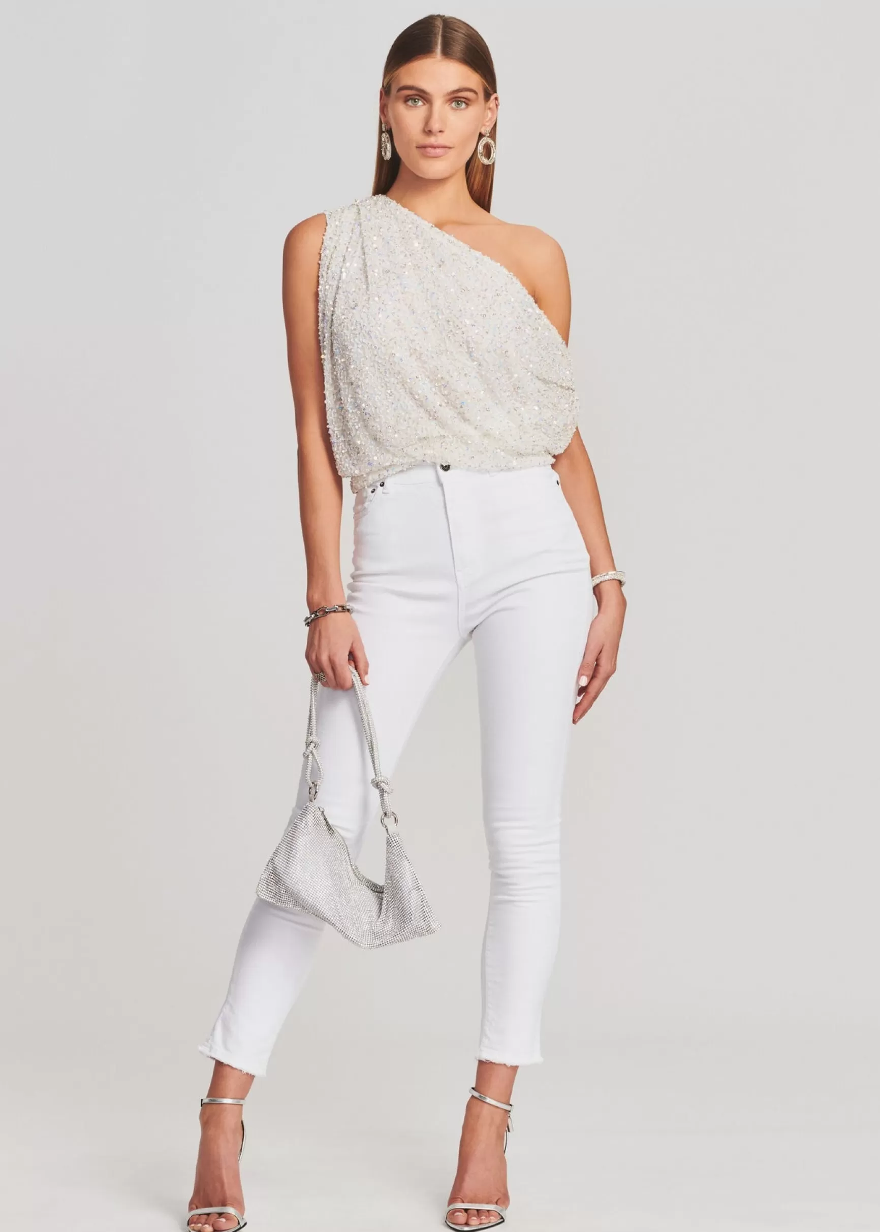Final Sale*Retrofete Myles Sequin Top Iridescent White