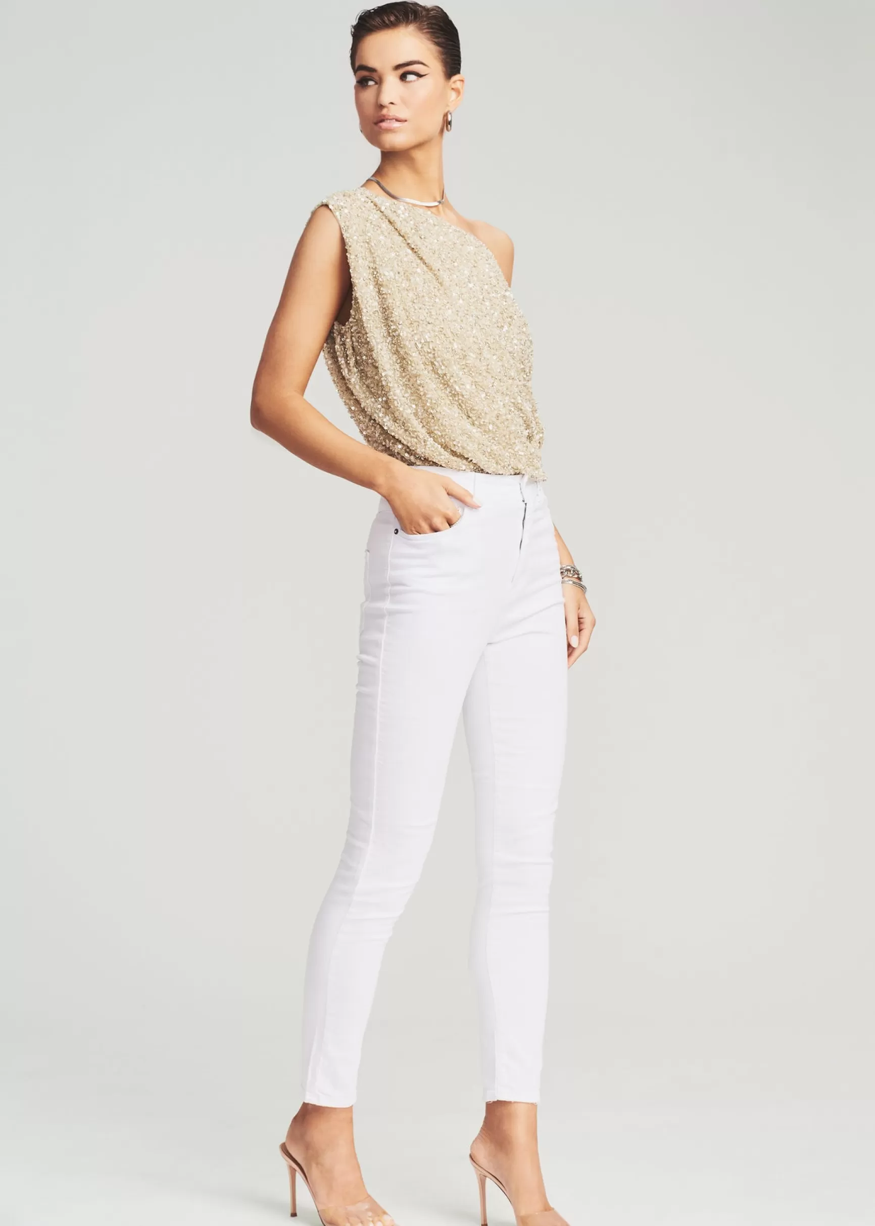 Honeymoon Looks*Retrofete Myles Sequin Top Sage