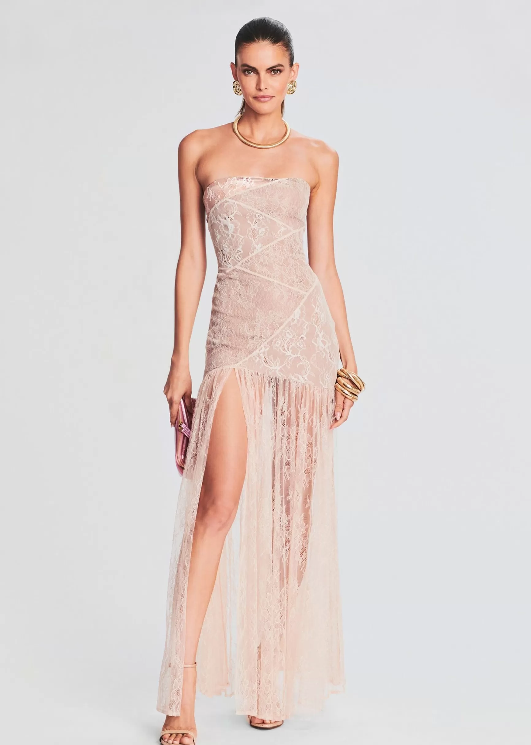 Honeymoon Looks*Retrofete Nicole Lace Dress Dusty Peach