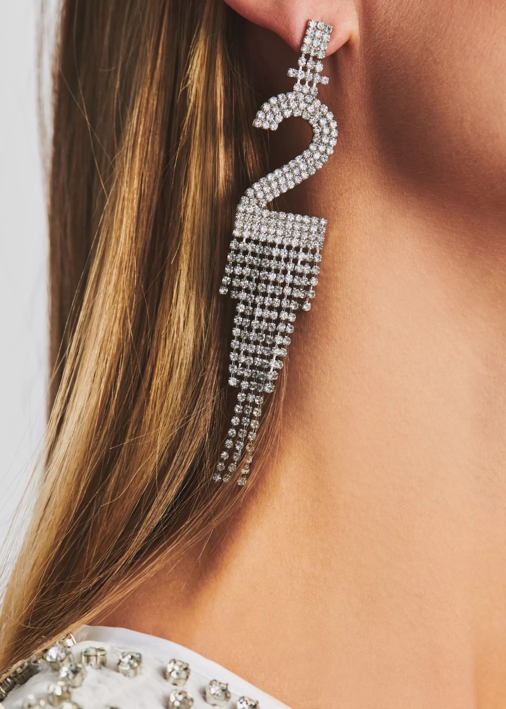 Accessories*Retrofete Number Rhinestone Earring Silver