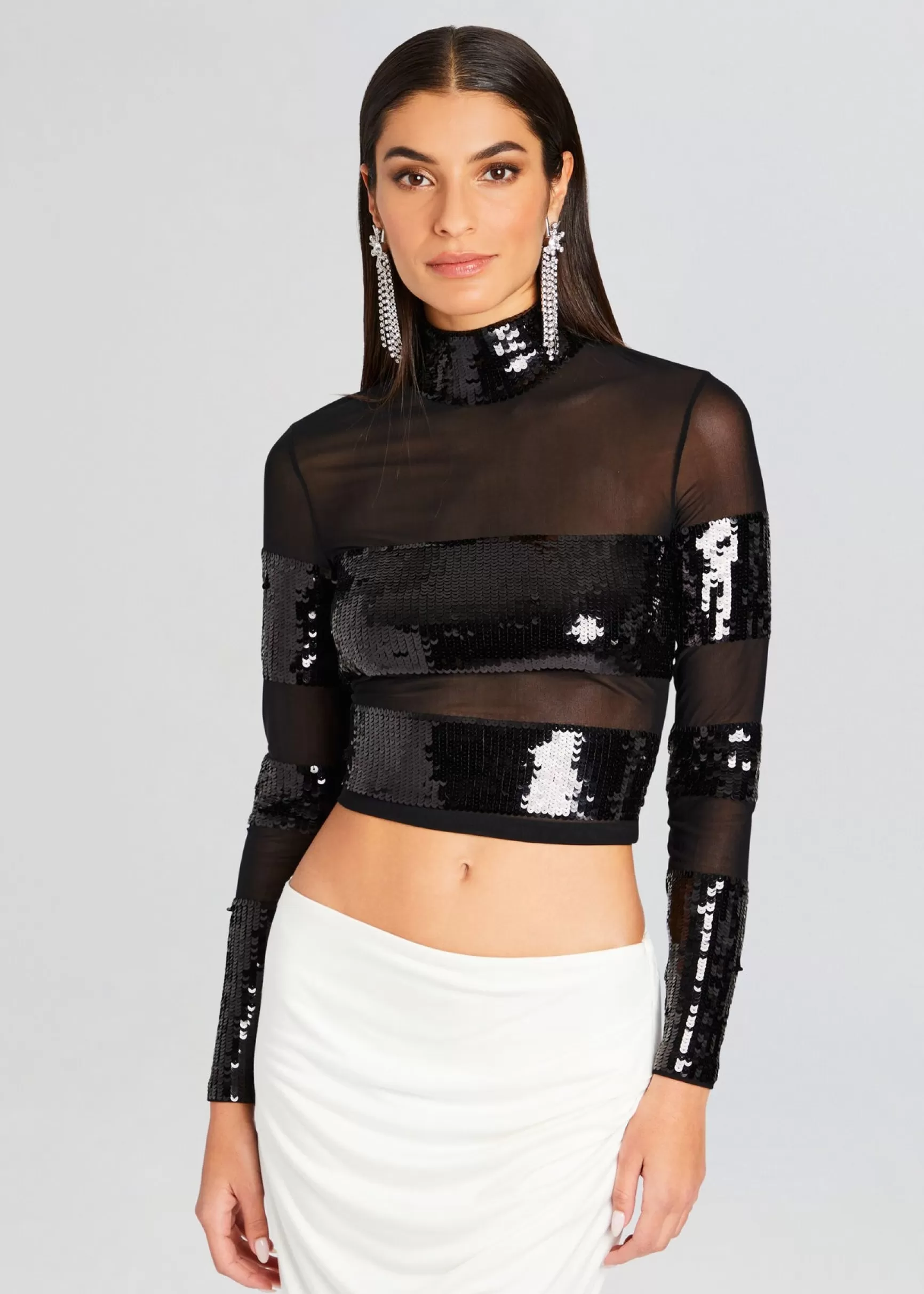 Tops*Retrofete Nyx Sequin Top Black