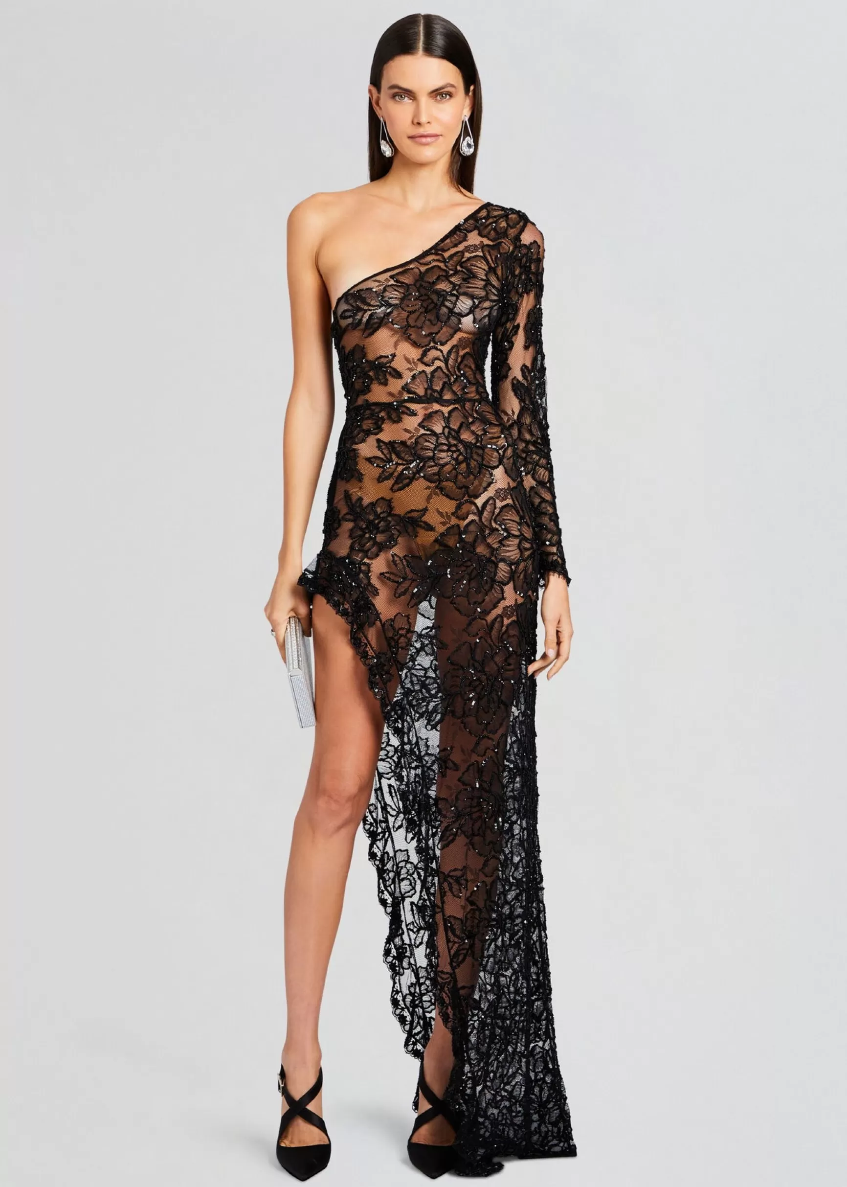 Sheer Bliss*Retrofete Olimpia Embellished Lace Dress Black