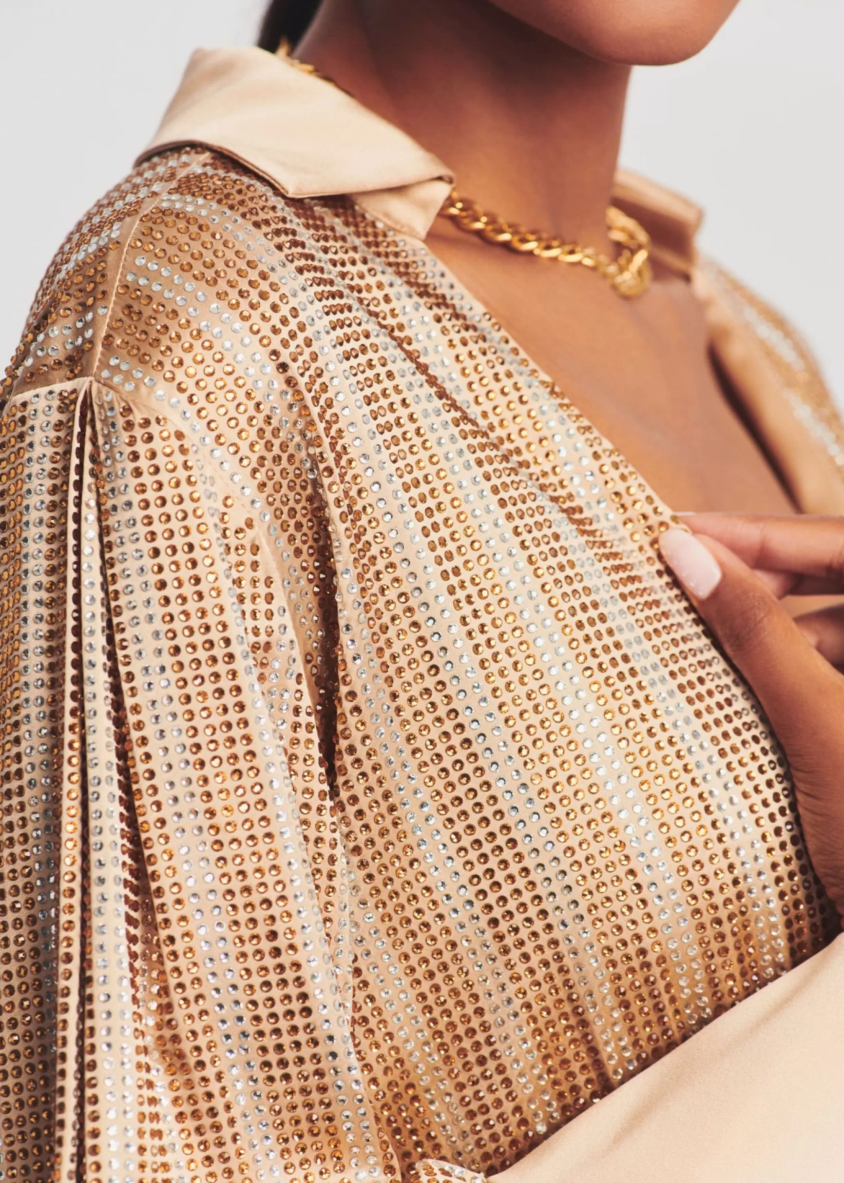 Final Sale*Retrofete Oliver Embellished Silk Dress Nude