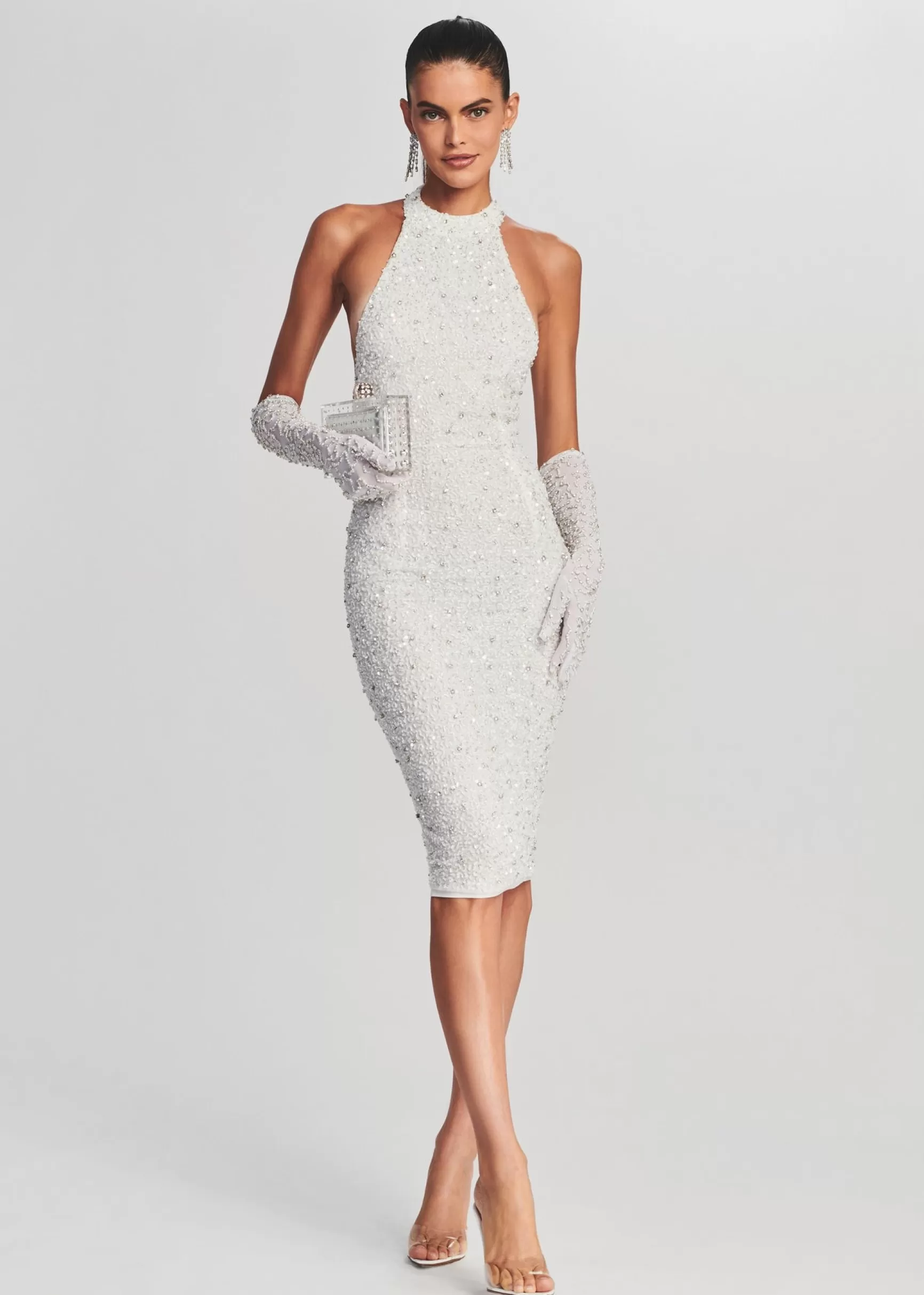 Midi*Retrofete Olivia Midi Sequin Dress White
