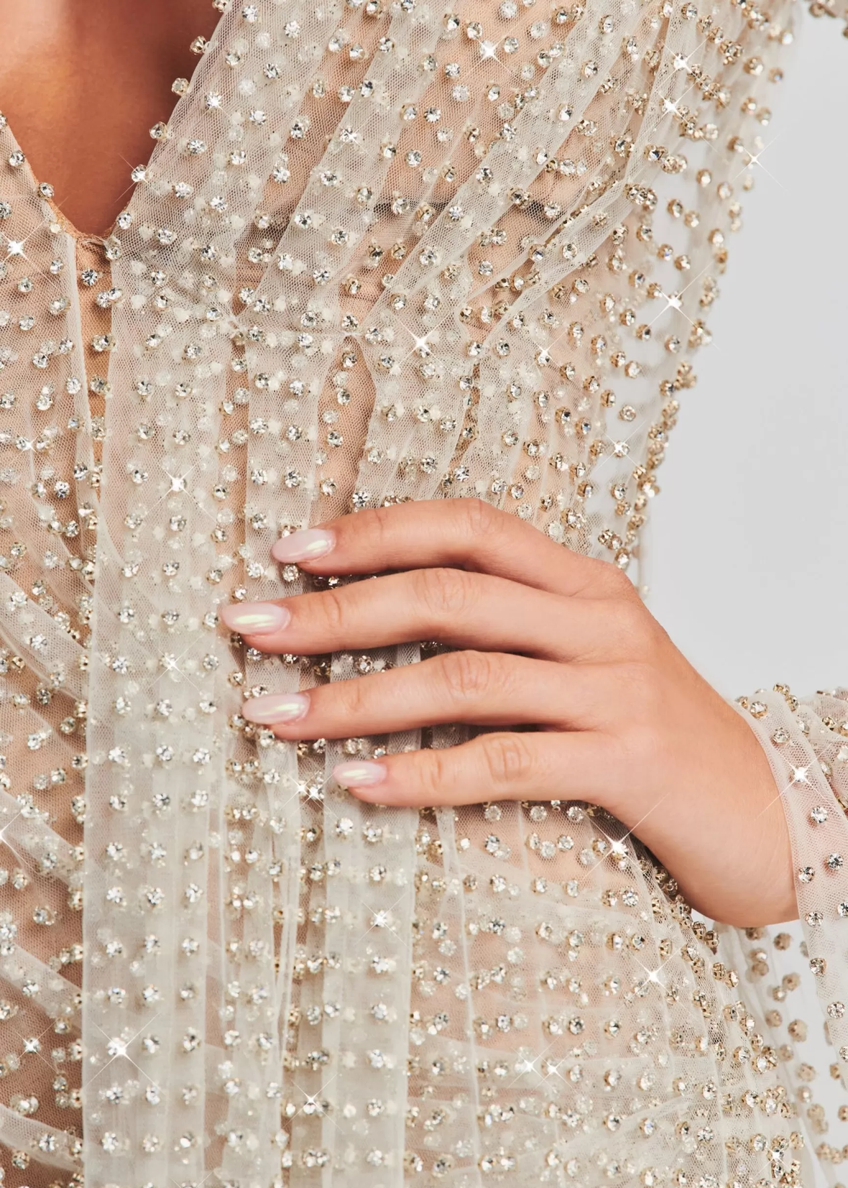 Sequin Styles*Retrofete Opal Crystal Embellished Dress White with Silver