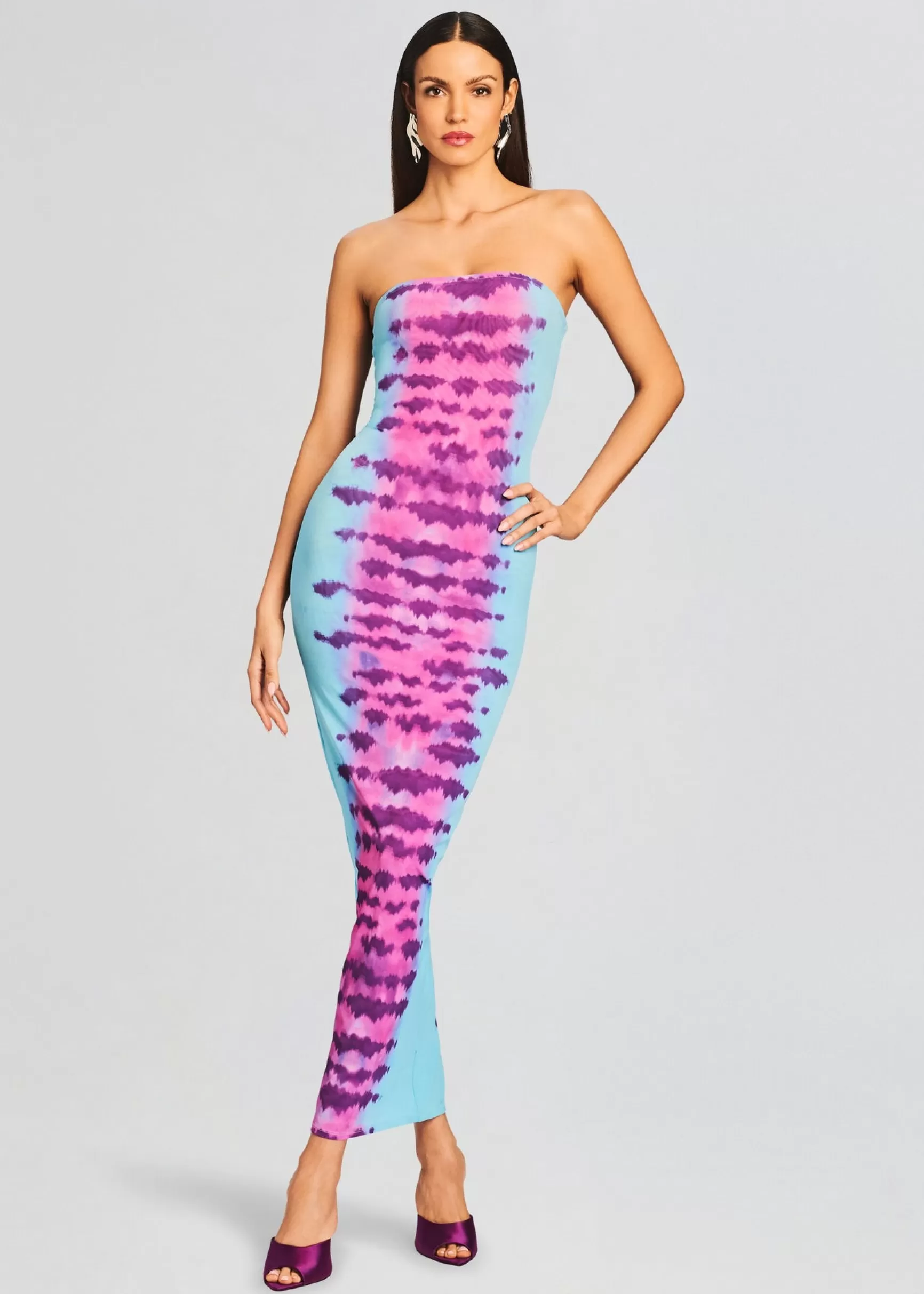 Maxi*Retrofete Opal Long Dress Turquoise and Pink