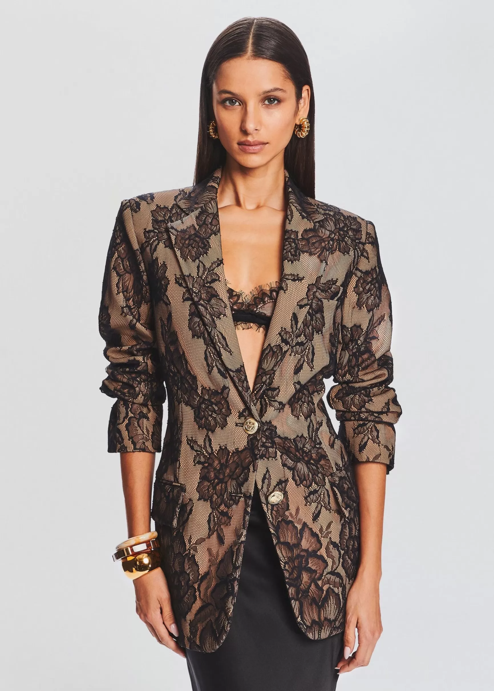 Neutral Moments*Retrofete Ophelia Lace Jacket Tannin
