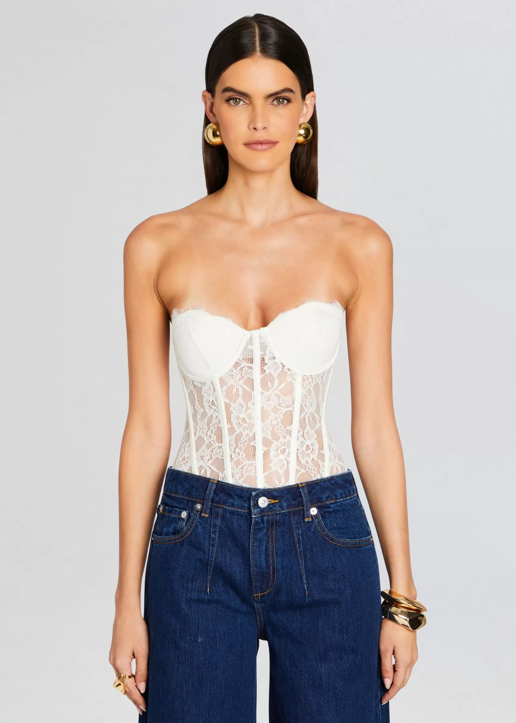 Tops*Retrofete Otto Lace Bodysuit White