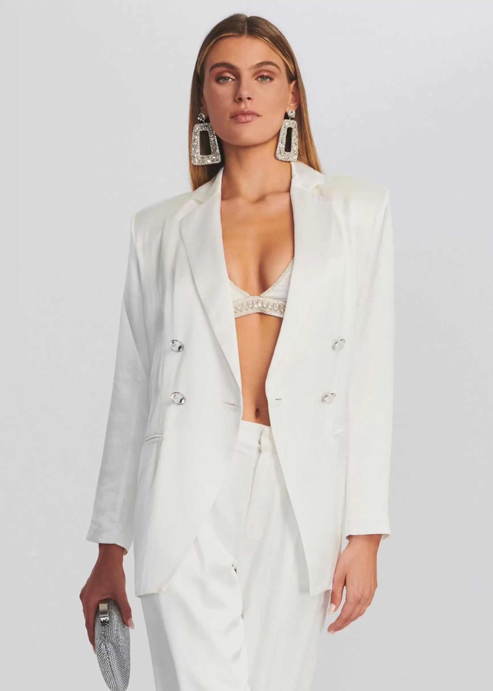 The Destination Bride*Retrofete Pandora Blazer White W/ Crystal Button