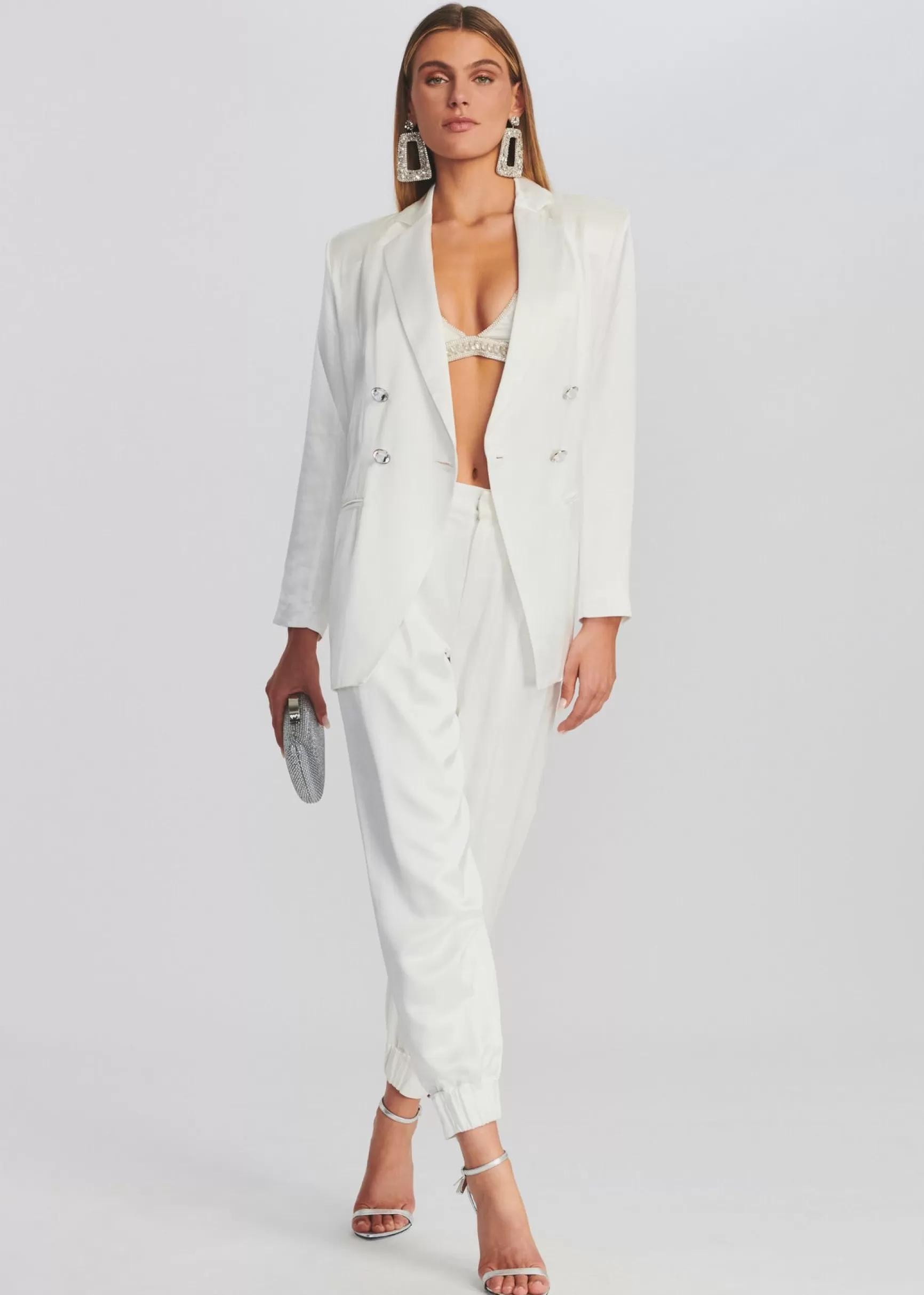 The Destination Bride*Retrofete Pandora Blazer White W/ Crystal Button