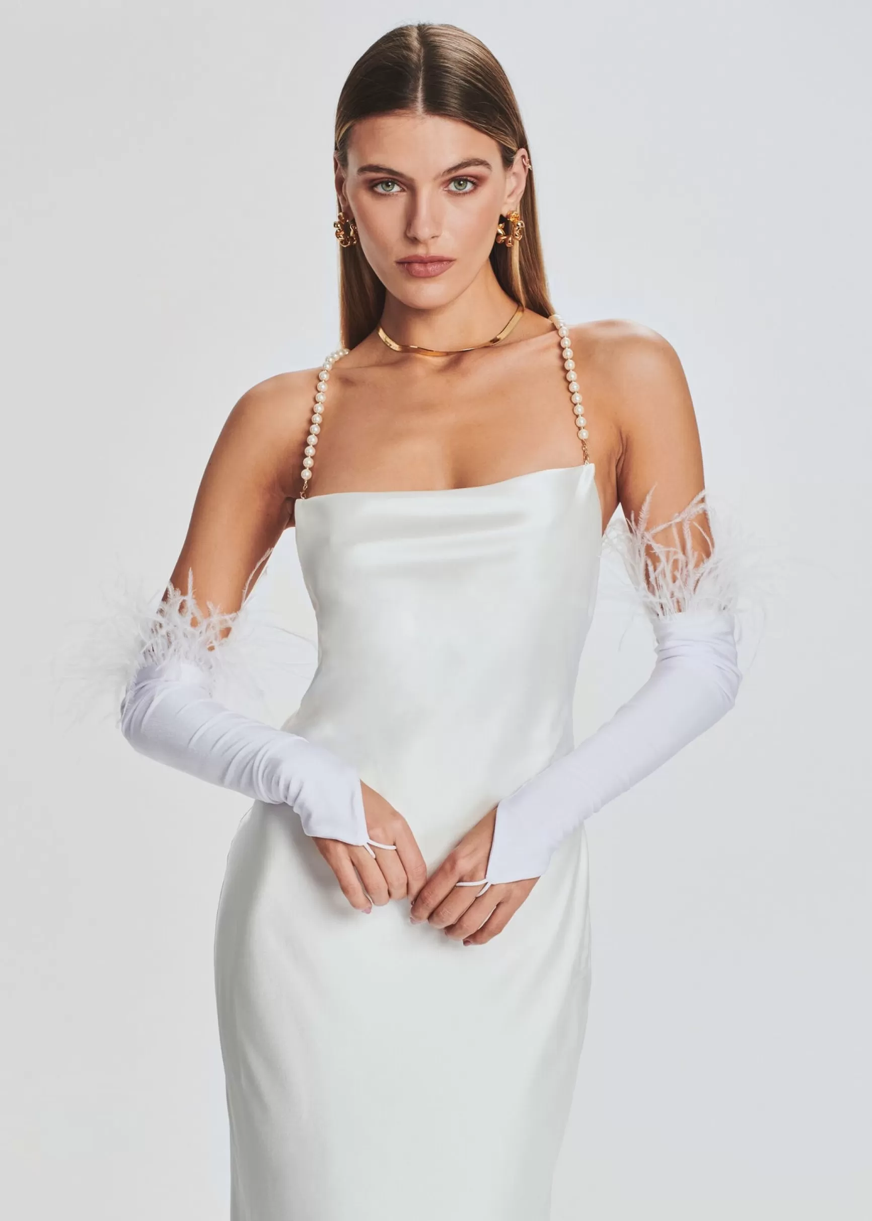 Accessories*Retrofete Penny Feather Gloves White
