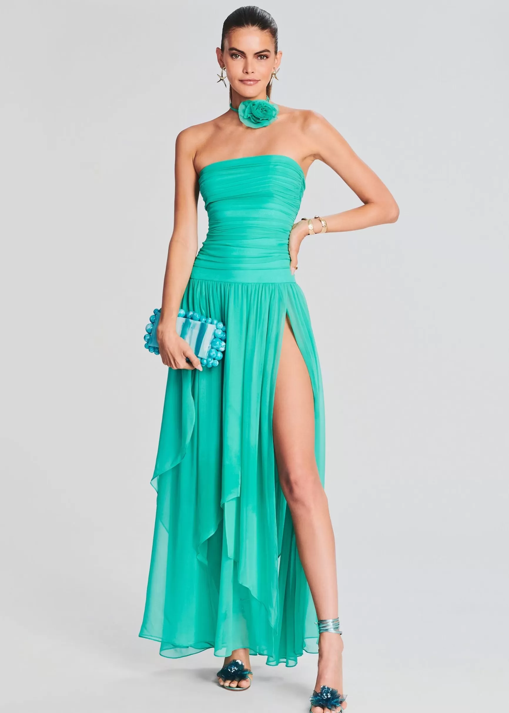 Bridal Party*Retrofete Perola Silk Chiffon Dress Sea Foam