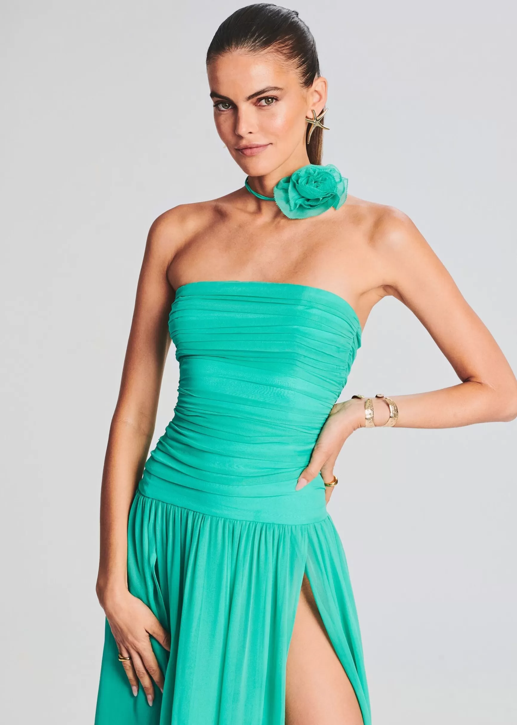 Bridal Party*Retrofete Perola Silk Chiffon Dress Sea Foam