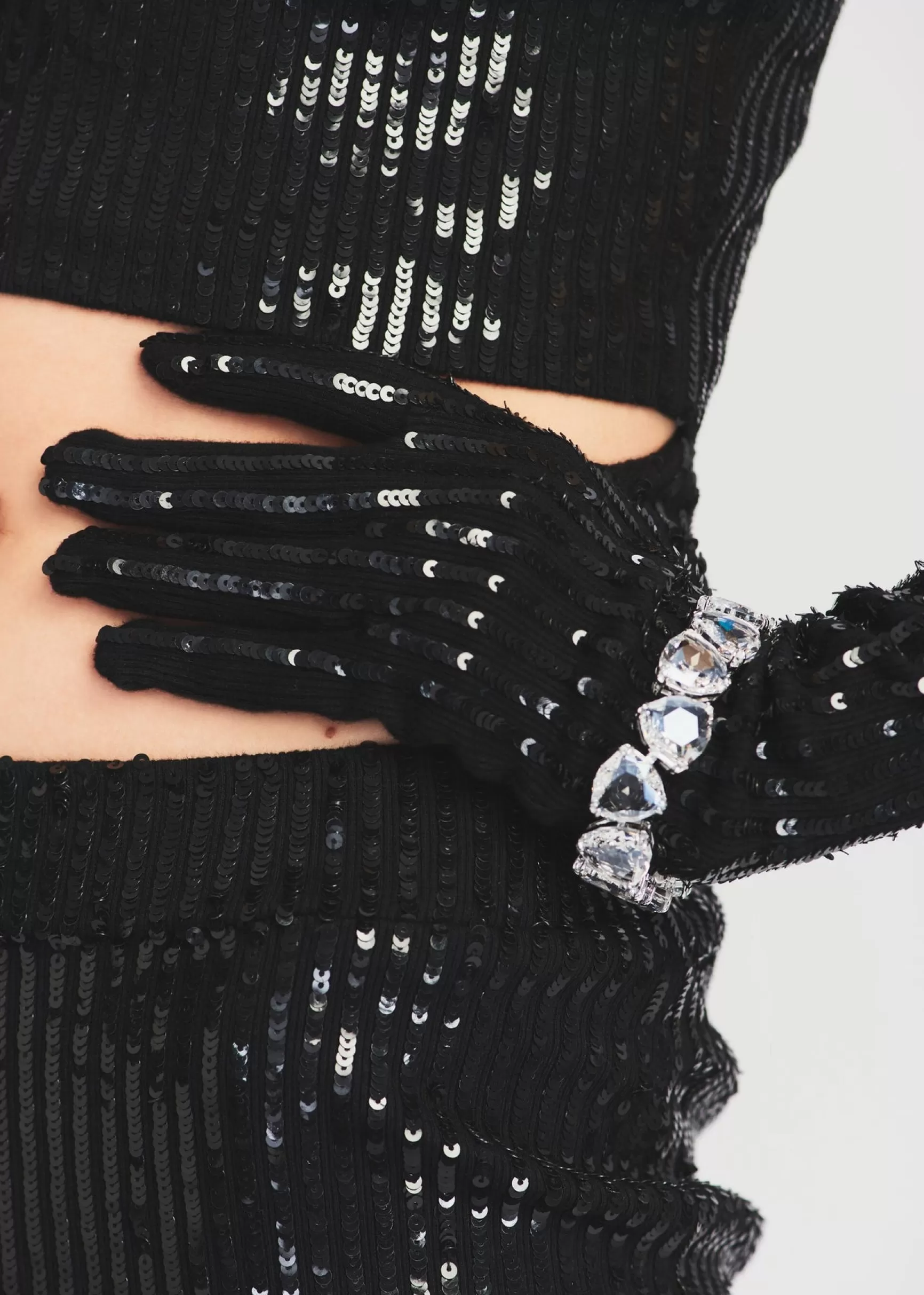 Accessories*Retrofete Plaza Sequin Knit Gloves Black