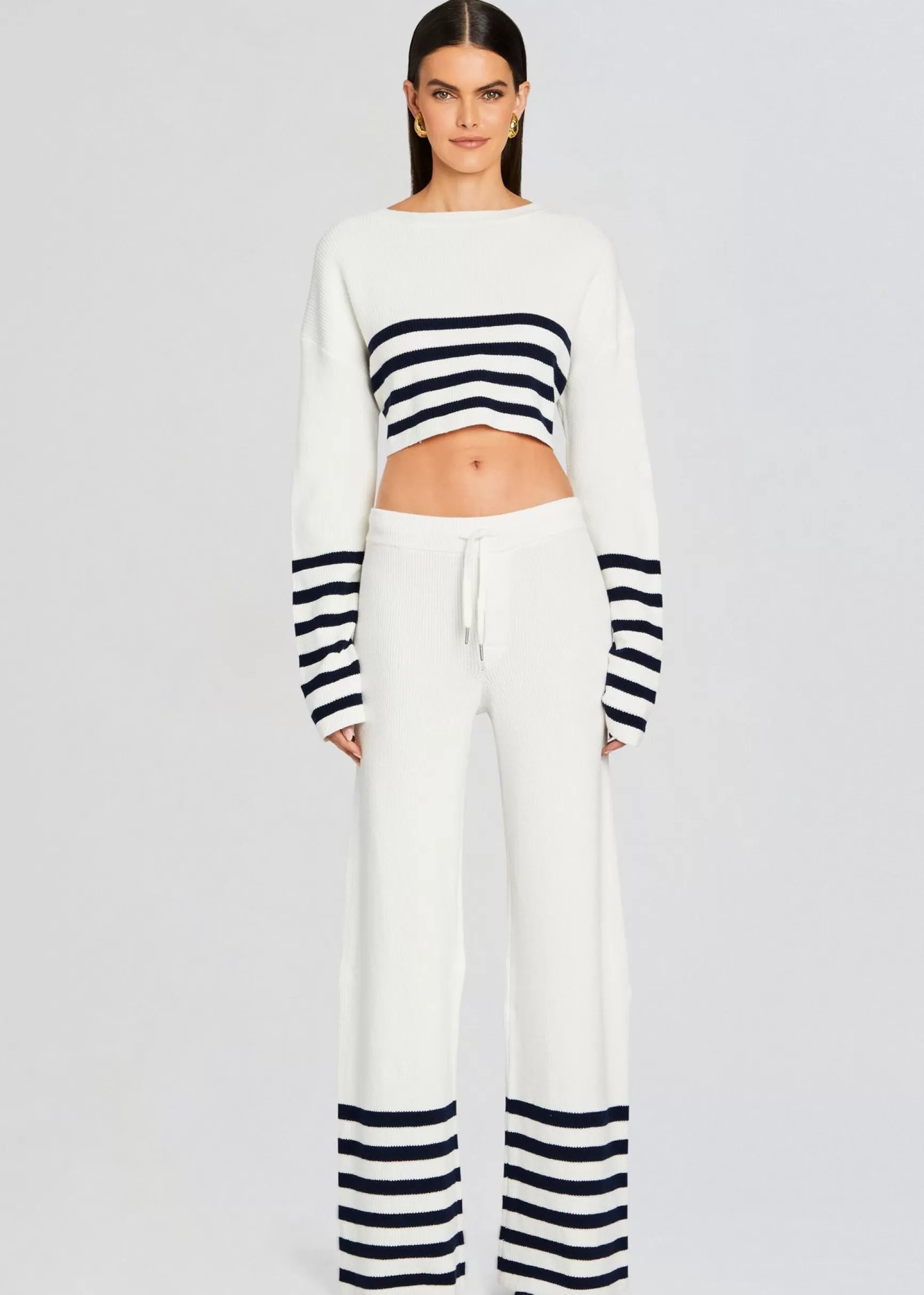 Trending*Retrofete Poe Knit Pant White/ Navy