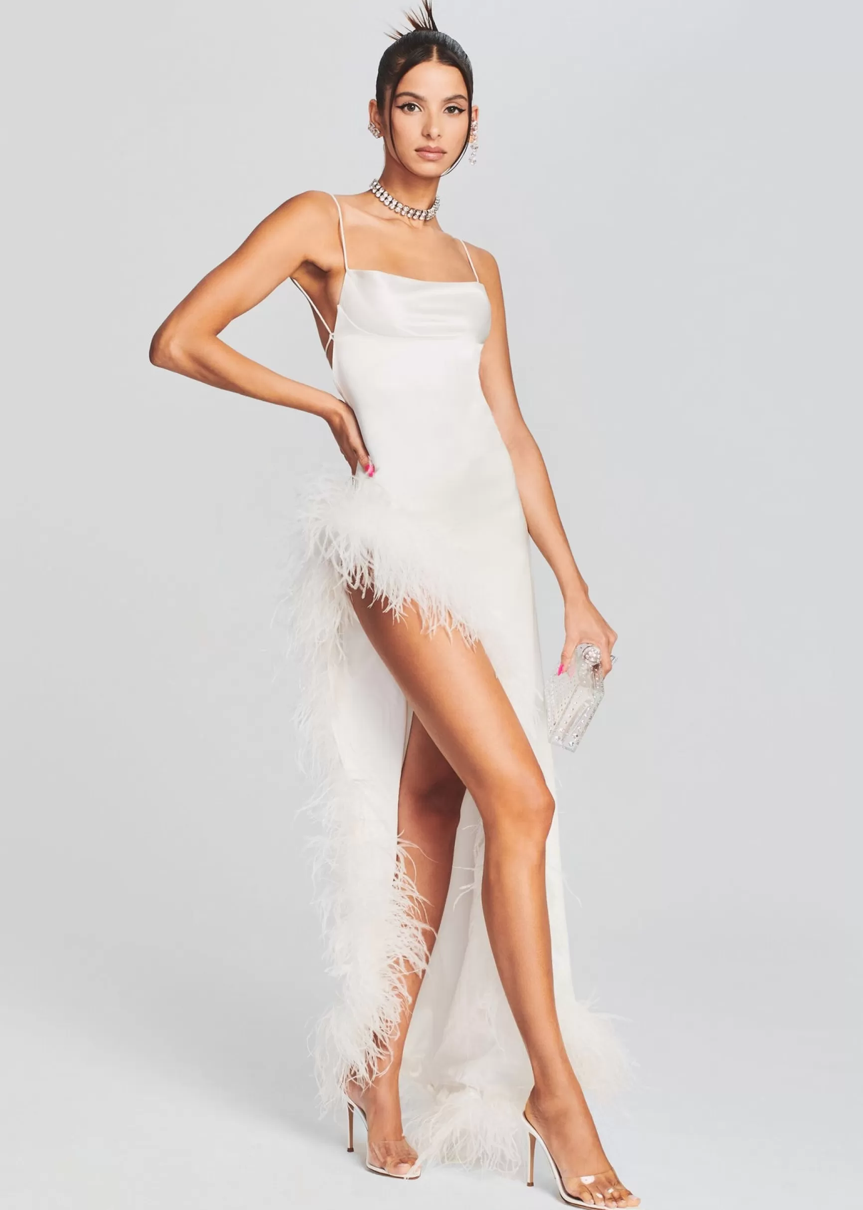 Maxi*Retrofete Priscilla Feather Dress White