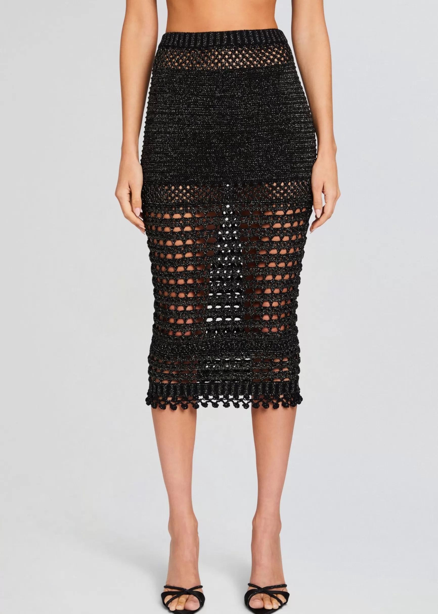 Trending*Retrofete Raya Knit Crochet Skirt Black/Gold