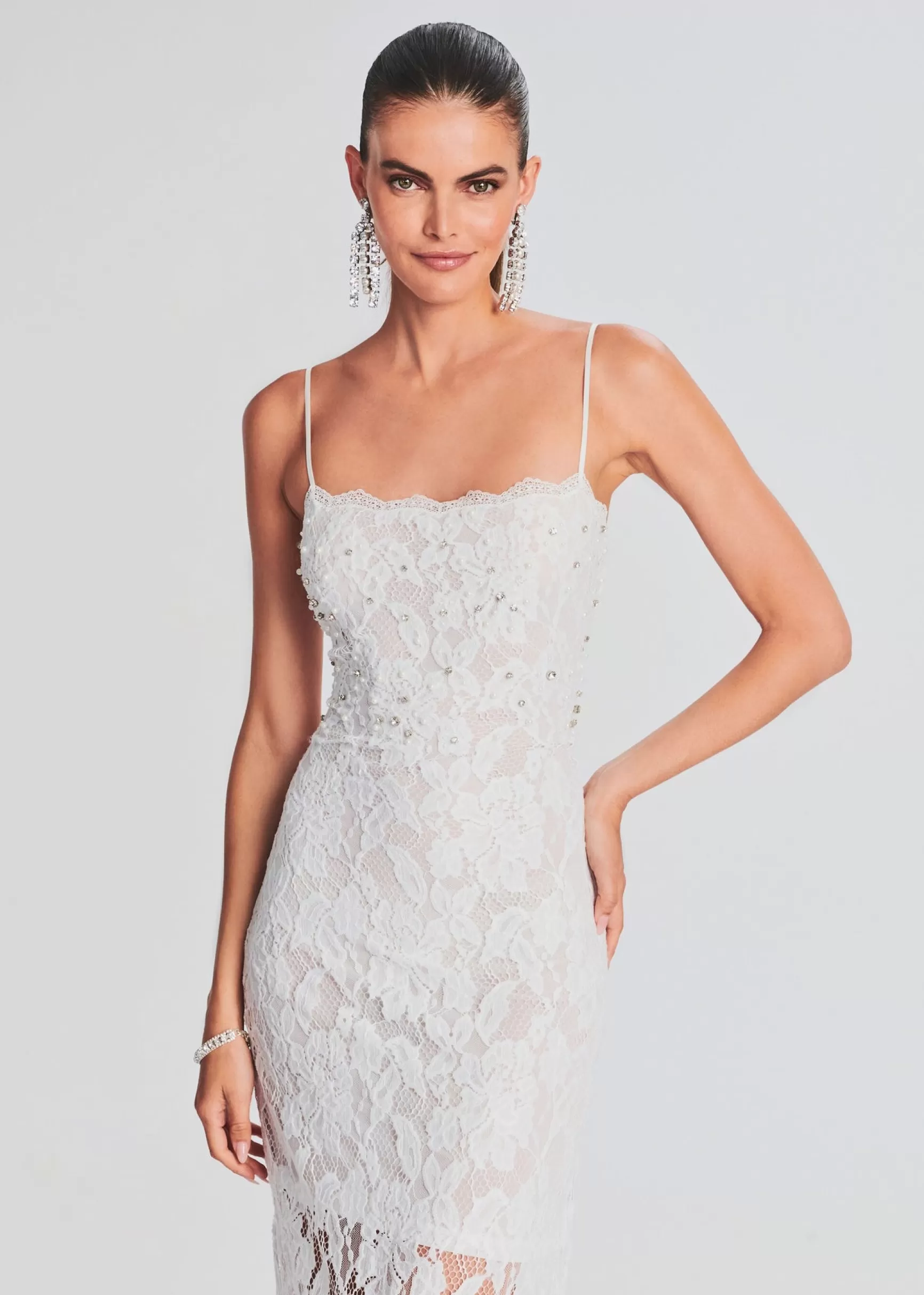 Bachelorette Party*Retrofete Reet Lace Midi Dress White
