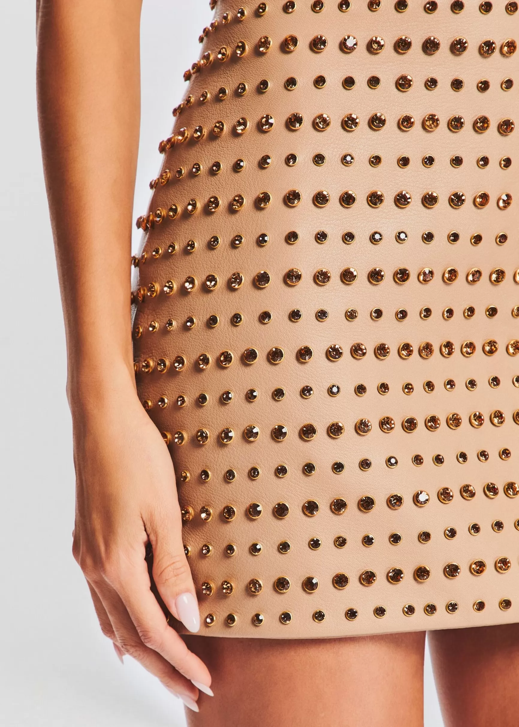 Mini*Retrofete Rhya Embellished Leather Dress Nude