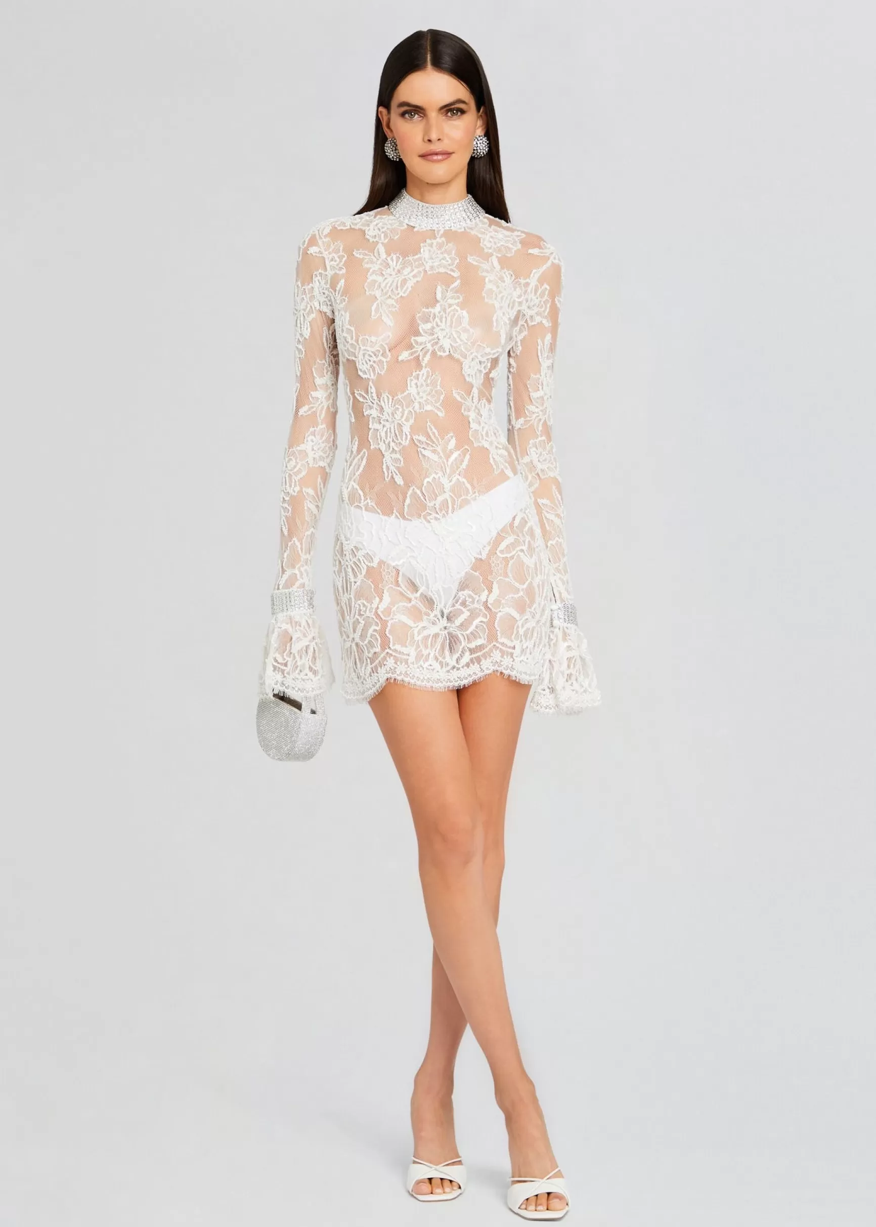 Sheer Bliss*Retrofete Rosie Embellished Lace Dress White