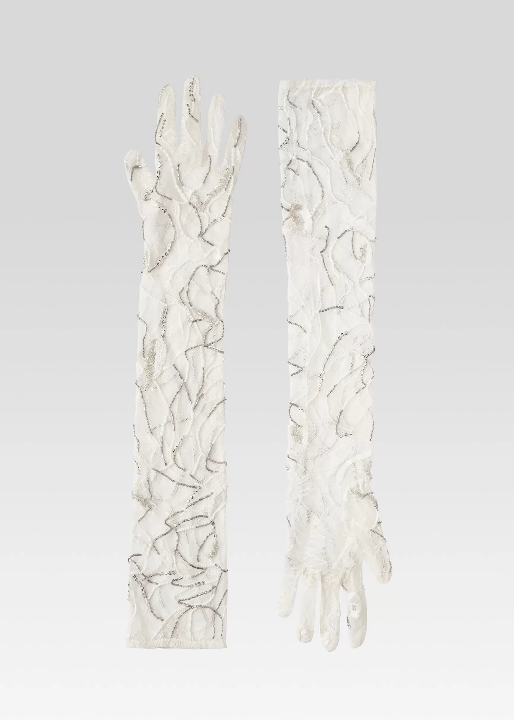 Accessories*Retrofete Royce Embellished Lace Gloves White