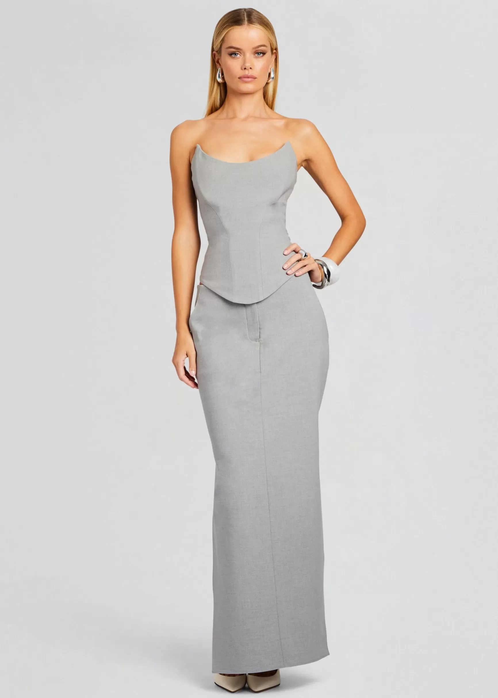 Business Chic*Retrofete Rylie Wool Skirt Grey