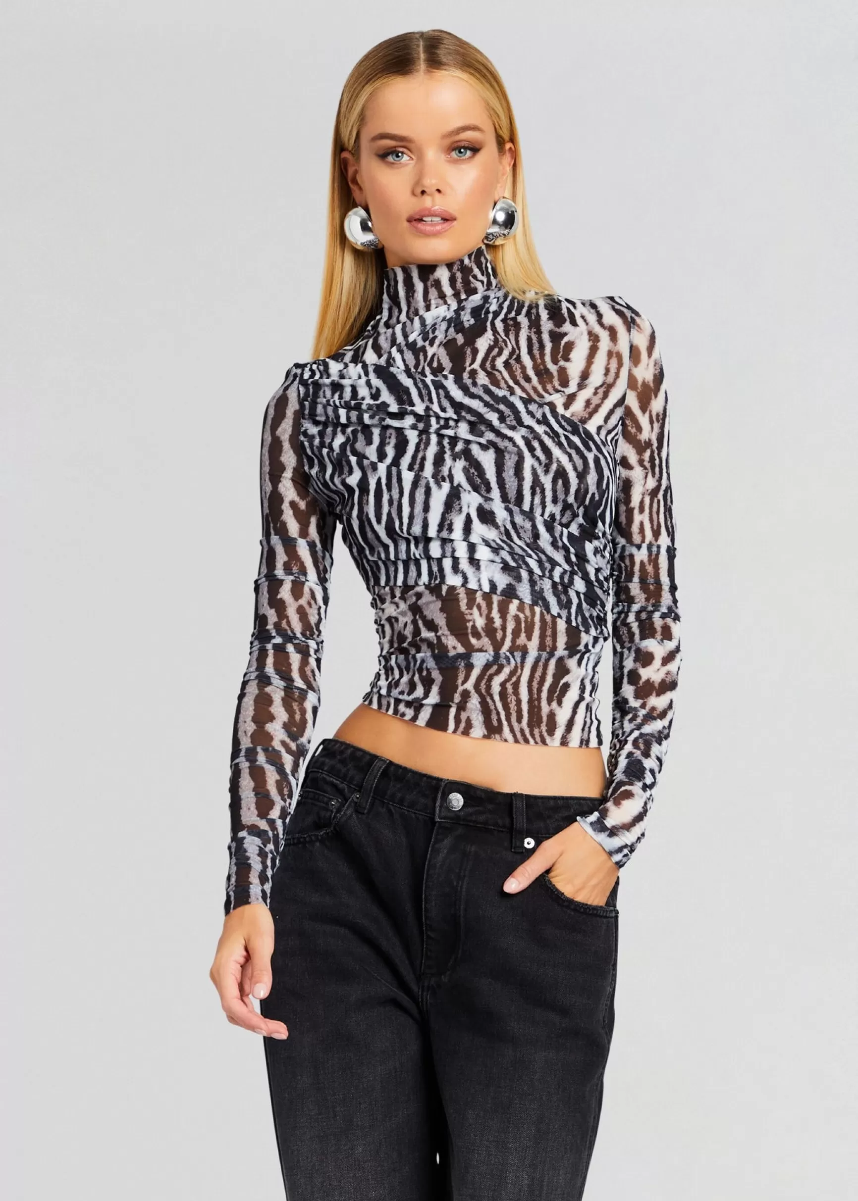 Best Sellers*Retrofete Sana Top Grey Ocelot
