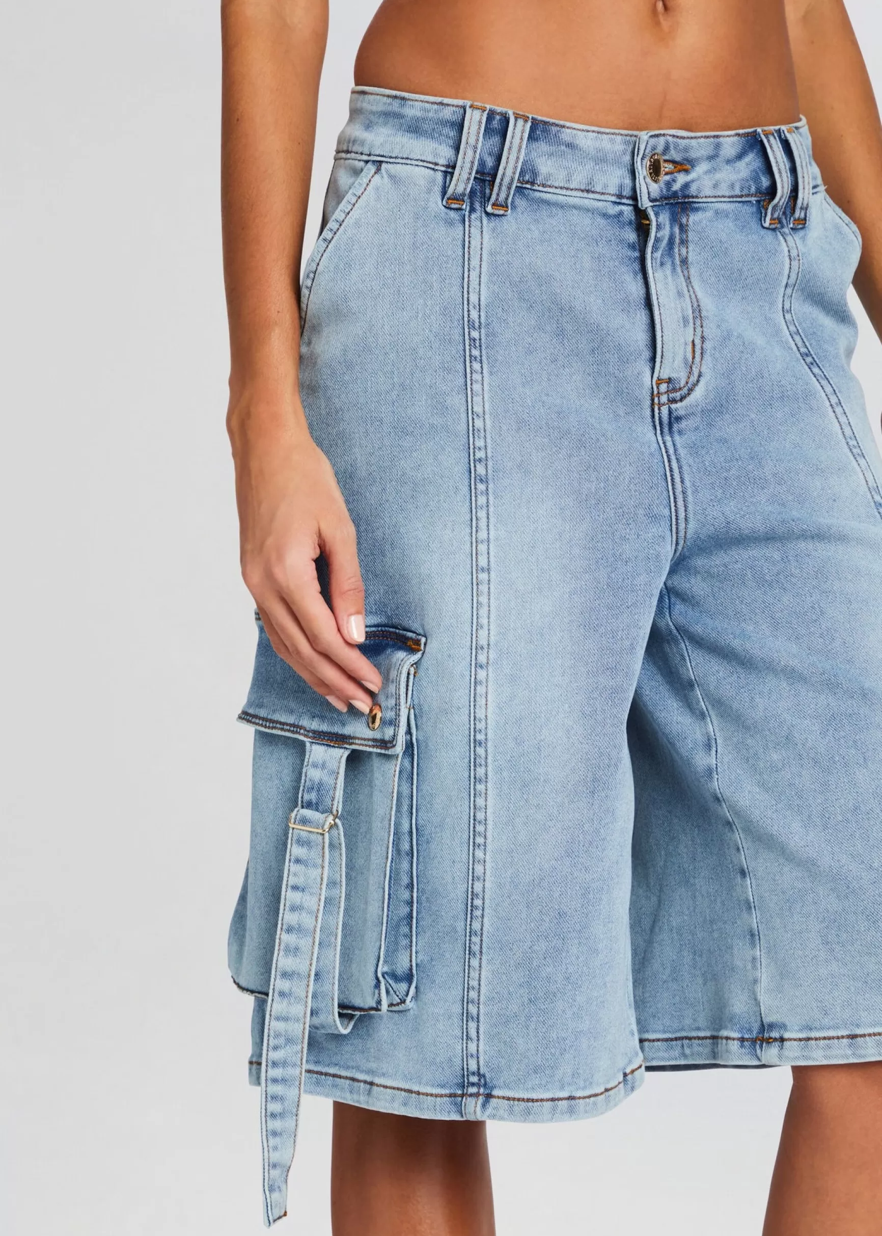 Bottoms*Retrofete Sarta Cargo Short Vintage Celeste