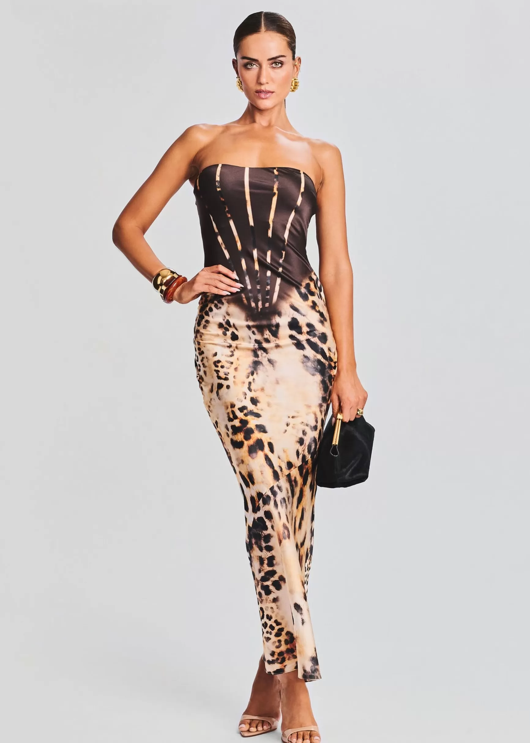 Maxi*Retrofete Shayna Silk Dress Vintage Cheetah