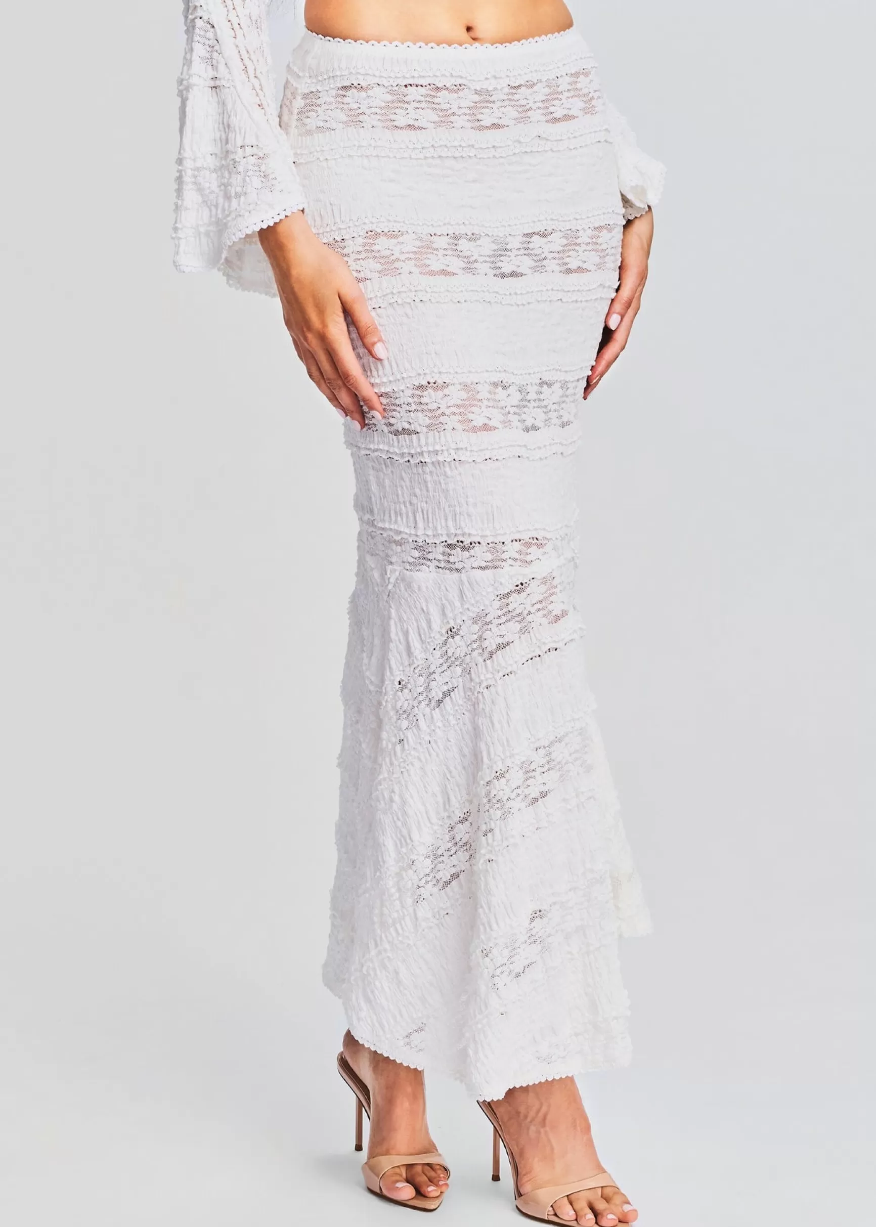 Sheer Bliss*Retrofete Shir Long Skirt White Sa Punta