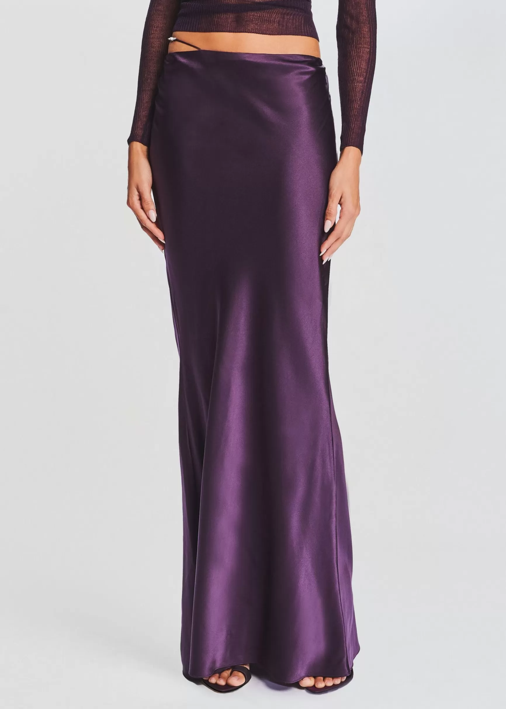 Best Sellers*Retrofete Silvana Silk Maxi Skirt Eggplant