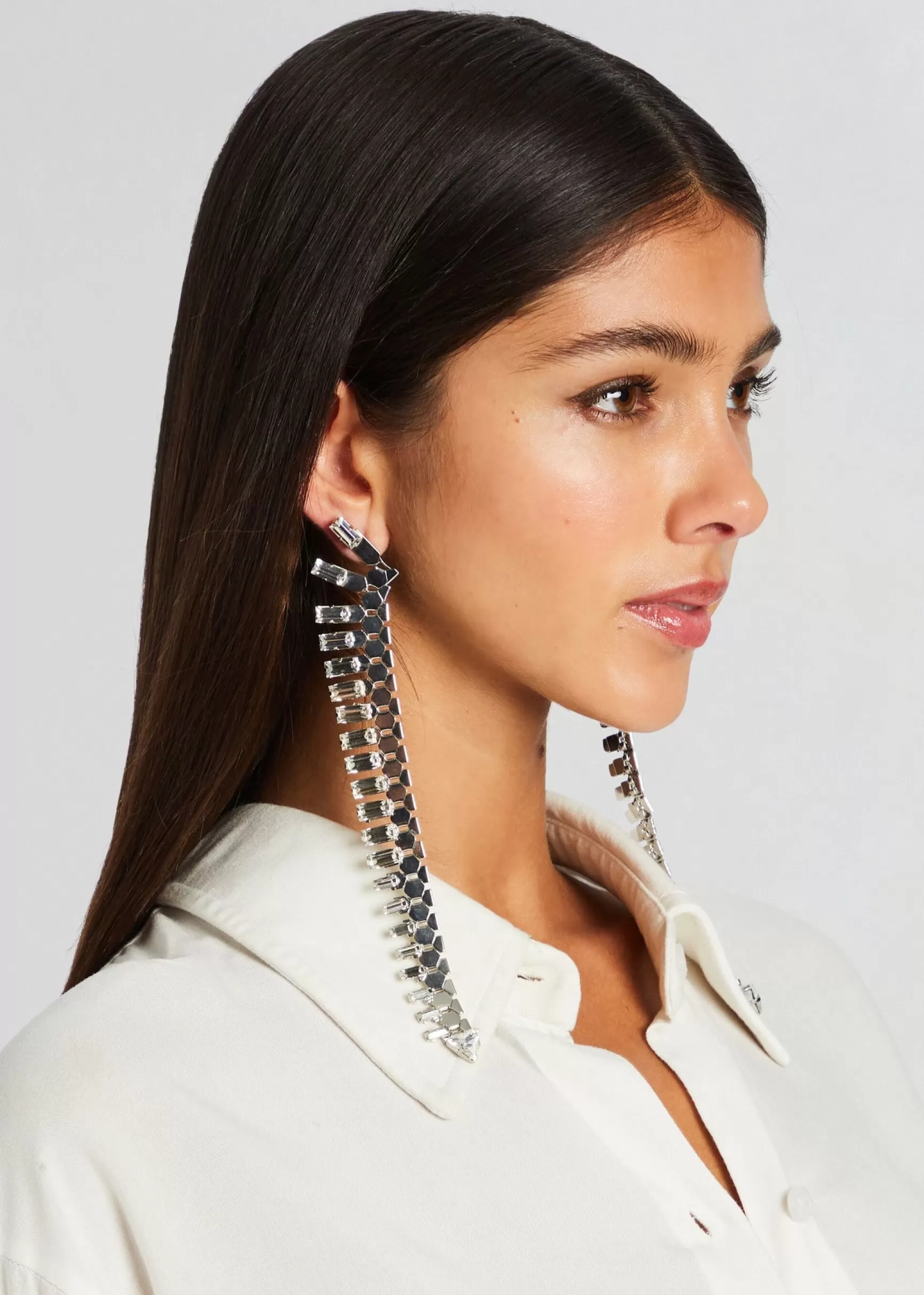 Accessories*Retrofete Snake Skin Crystal Earrings Silver