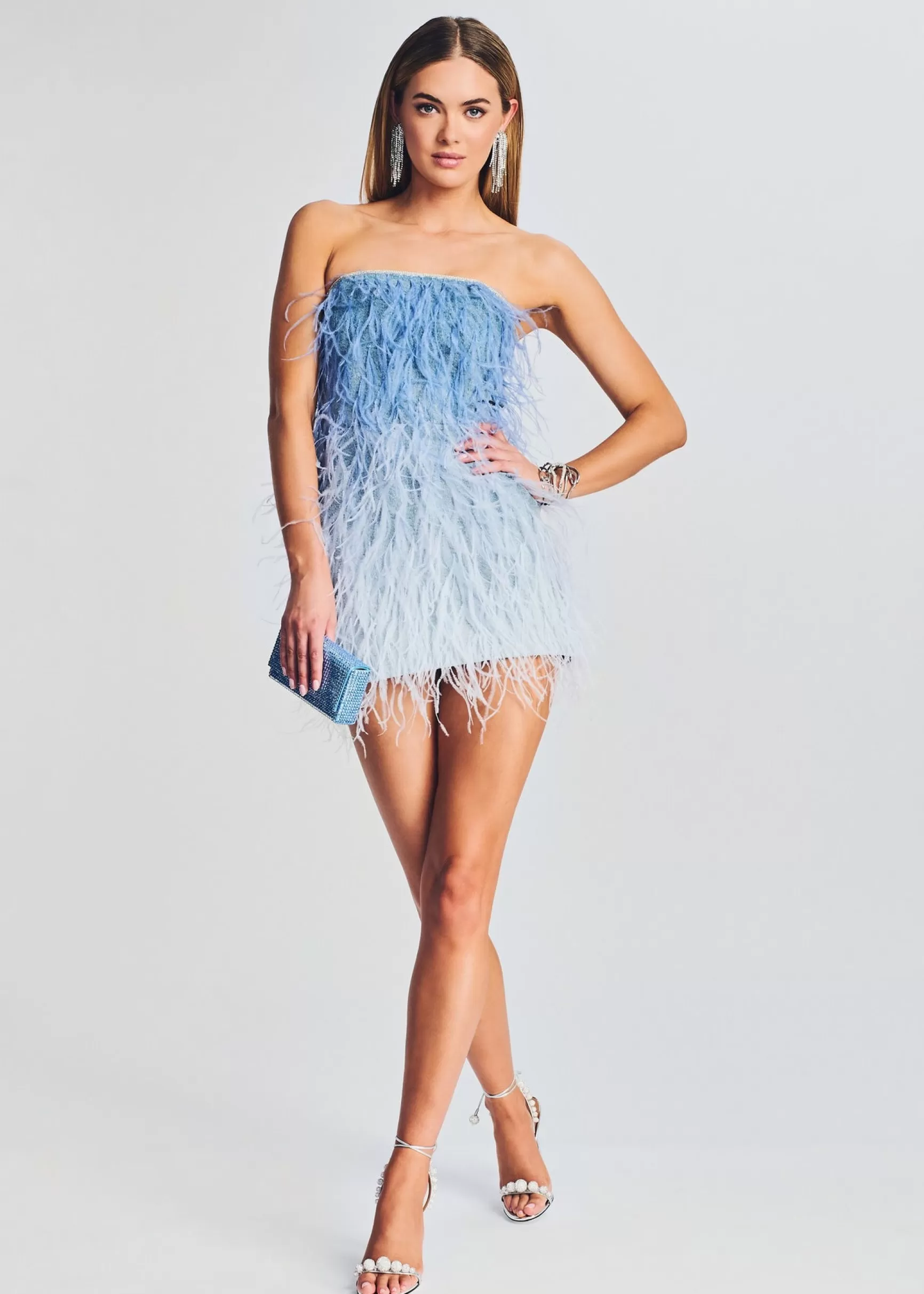 RETROFÊTE*Retrofete Sofia Feather Dress White/Ombre