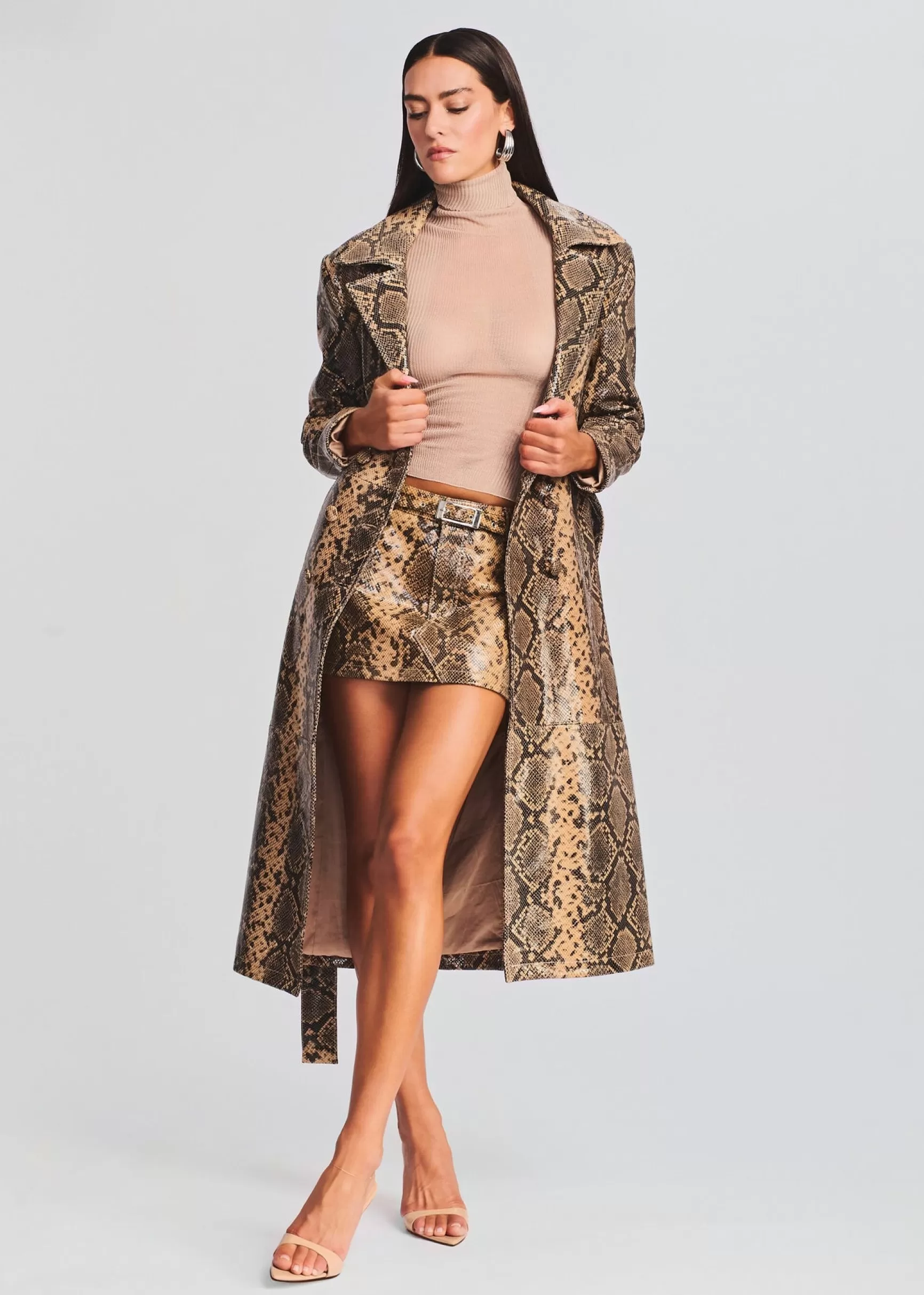 Neutral Moments*Retrofete Steffan Leather Coat Tannin Snake