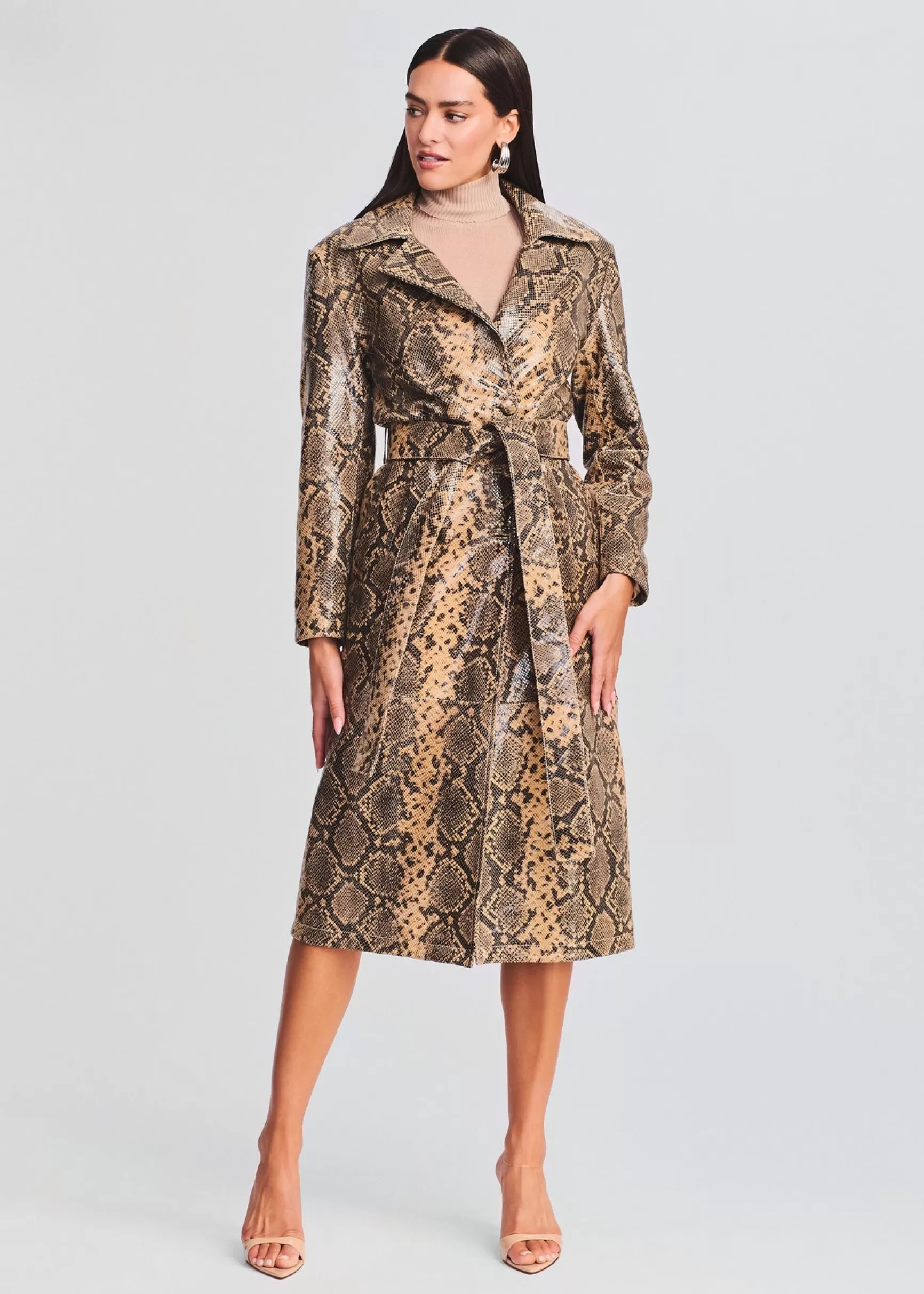 Neutral Moments*Retrofete Steffan Leather Coat Tannin Snake