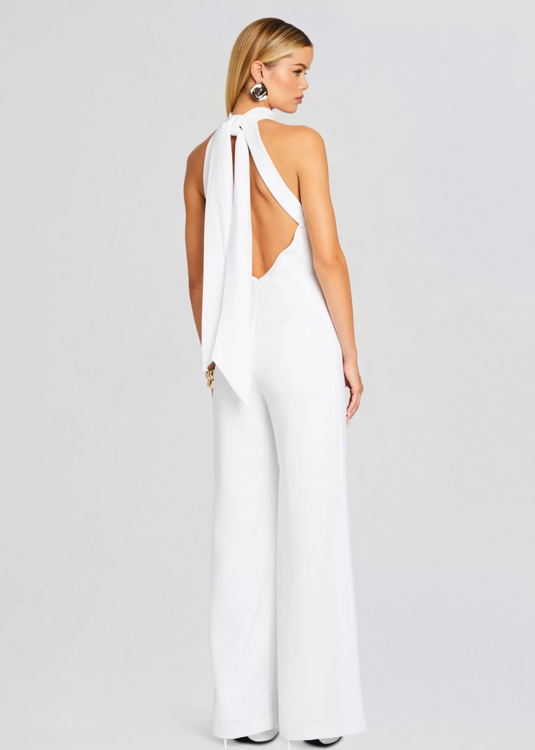The Destination Bride*Retrofete Taylor Tie Back Jumpsuit White