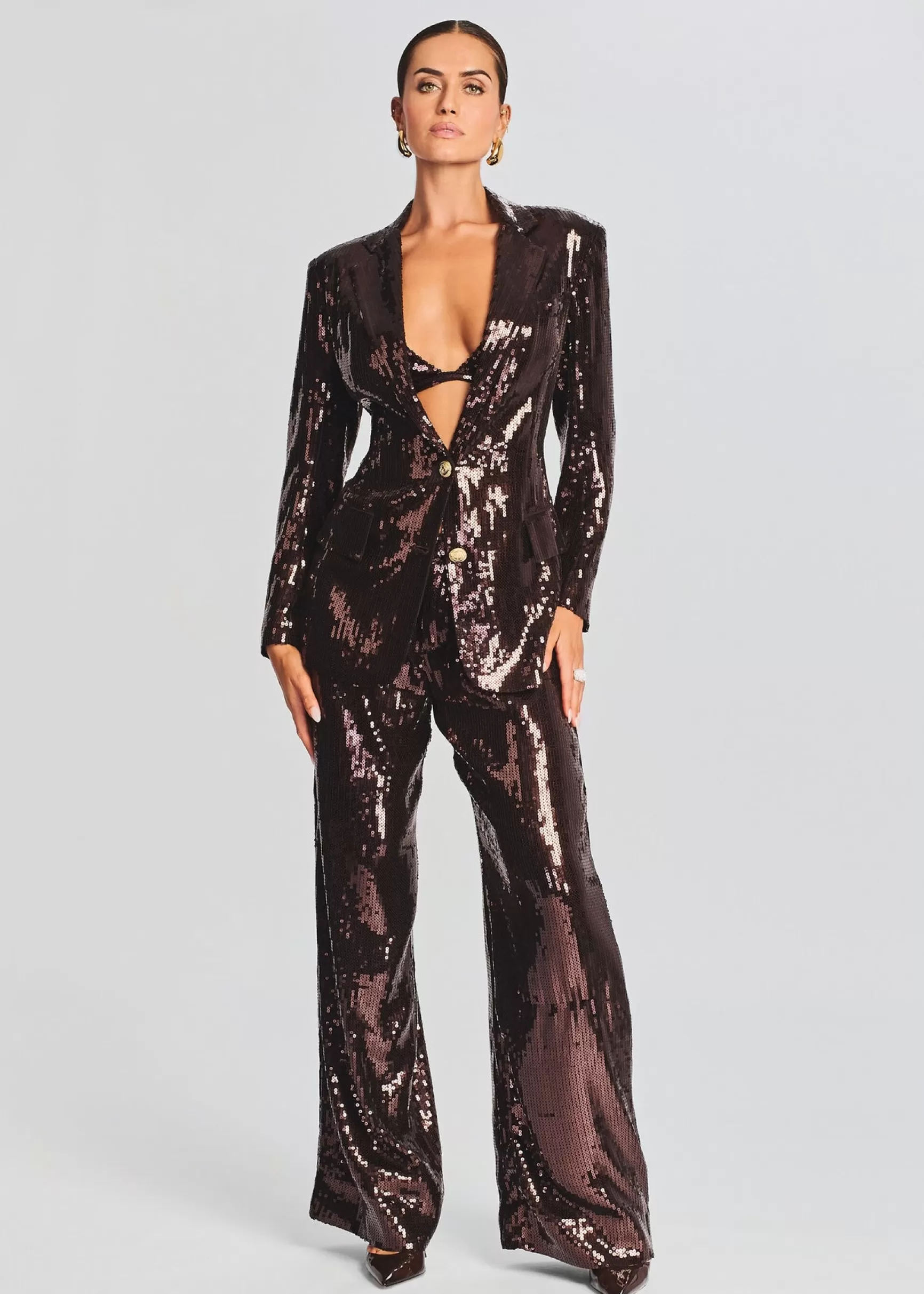 Business Chic*Retrofete Trinity Sequin Pant Dark Chocolate
