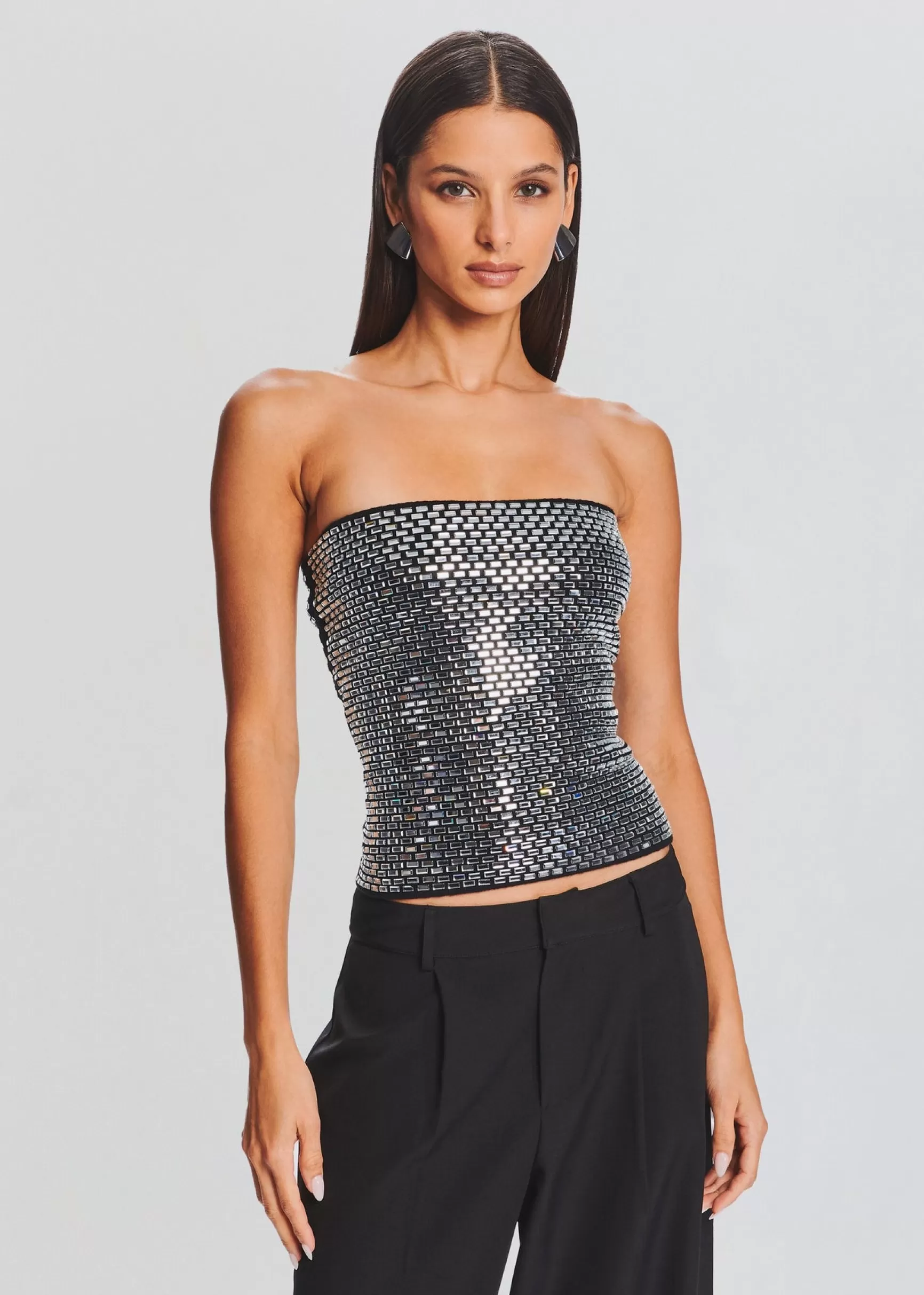 RETROFÊTE*Retrofete Valery Embellished Knit Top Black
